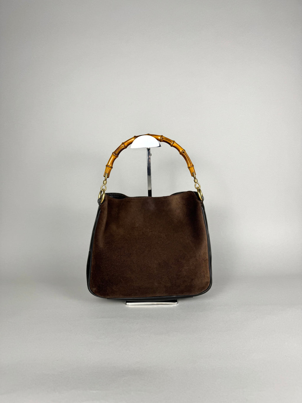 Gucci Bamboo Hobo Brown Leather Suede Small