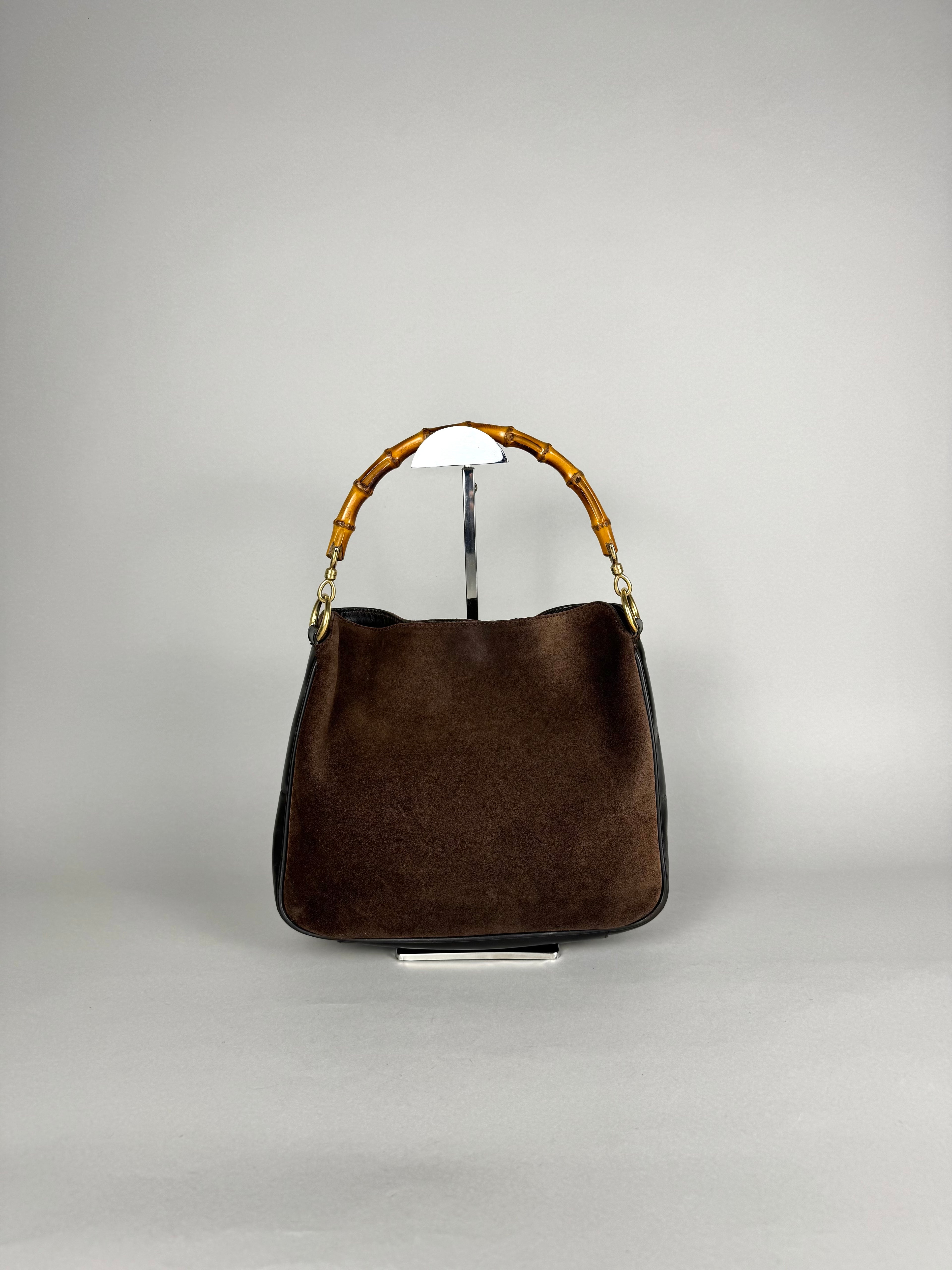 Gucci Bamboo Hobo Brown Leather Suede Small