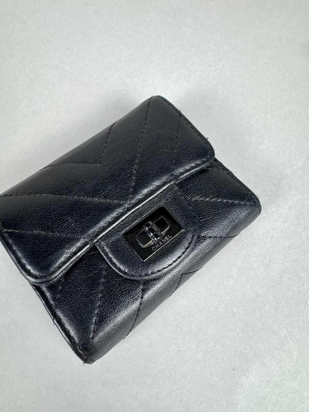 Chanel Wallet Chevron Quilted Aged Calfskin Leather