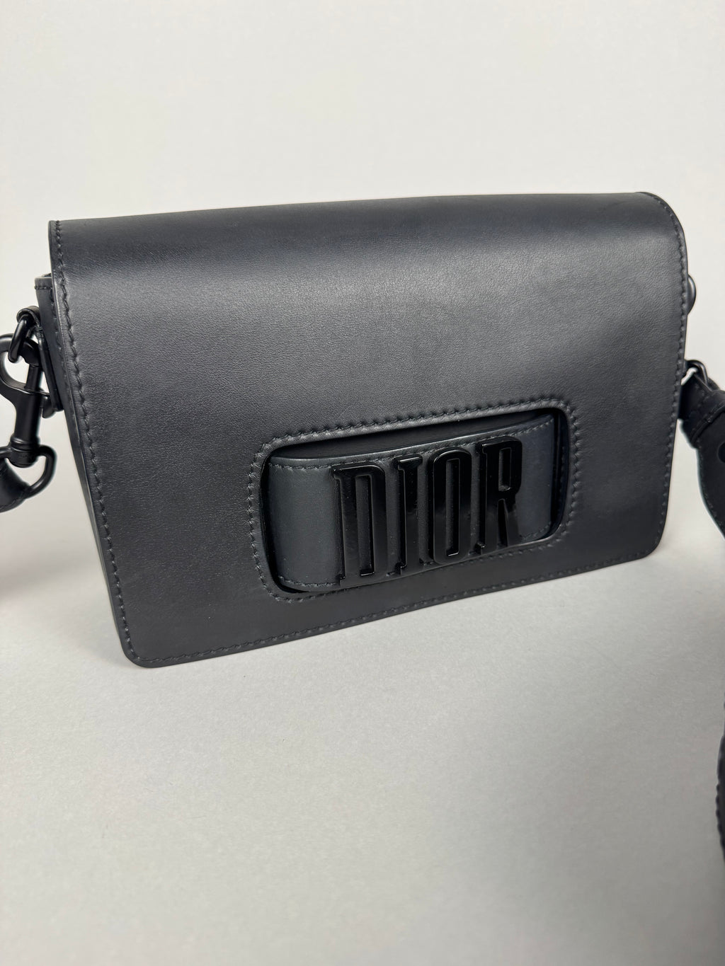 Christian Dio(r)evolution Black Ultramatte Calfskin Leather Flap Bag
