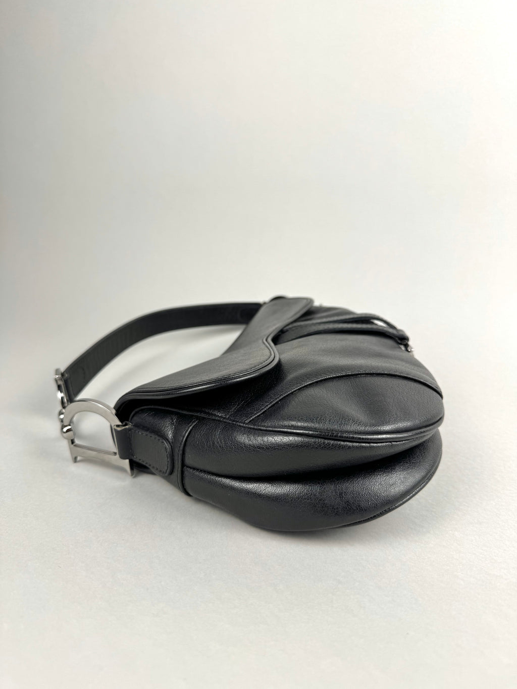 Christian Dior Black Leather Saddle Bag