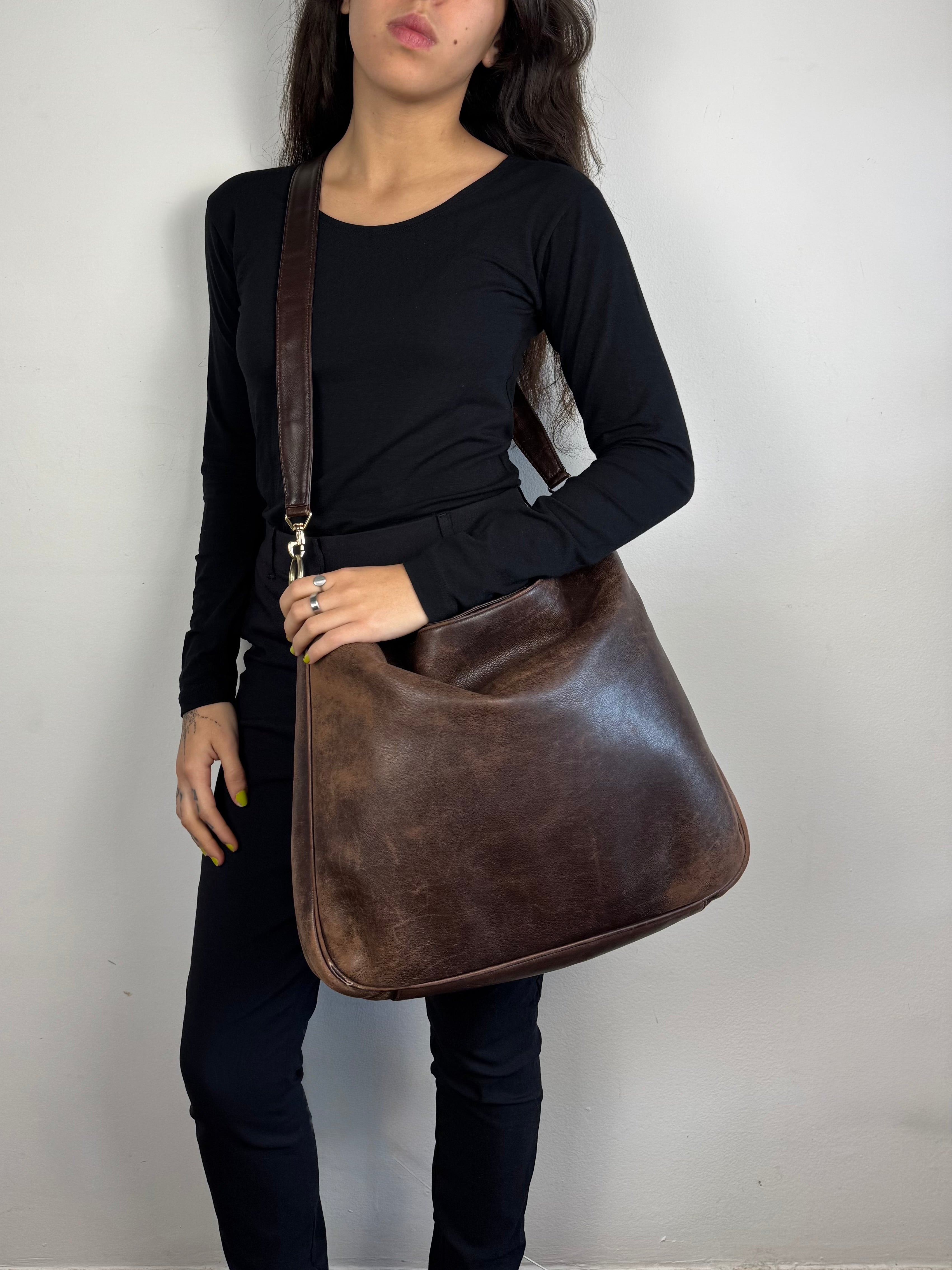 Gucci Toned Brown Leather Large Crossbody