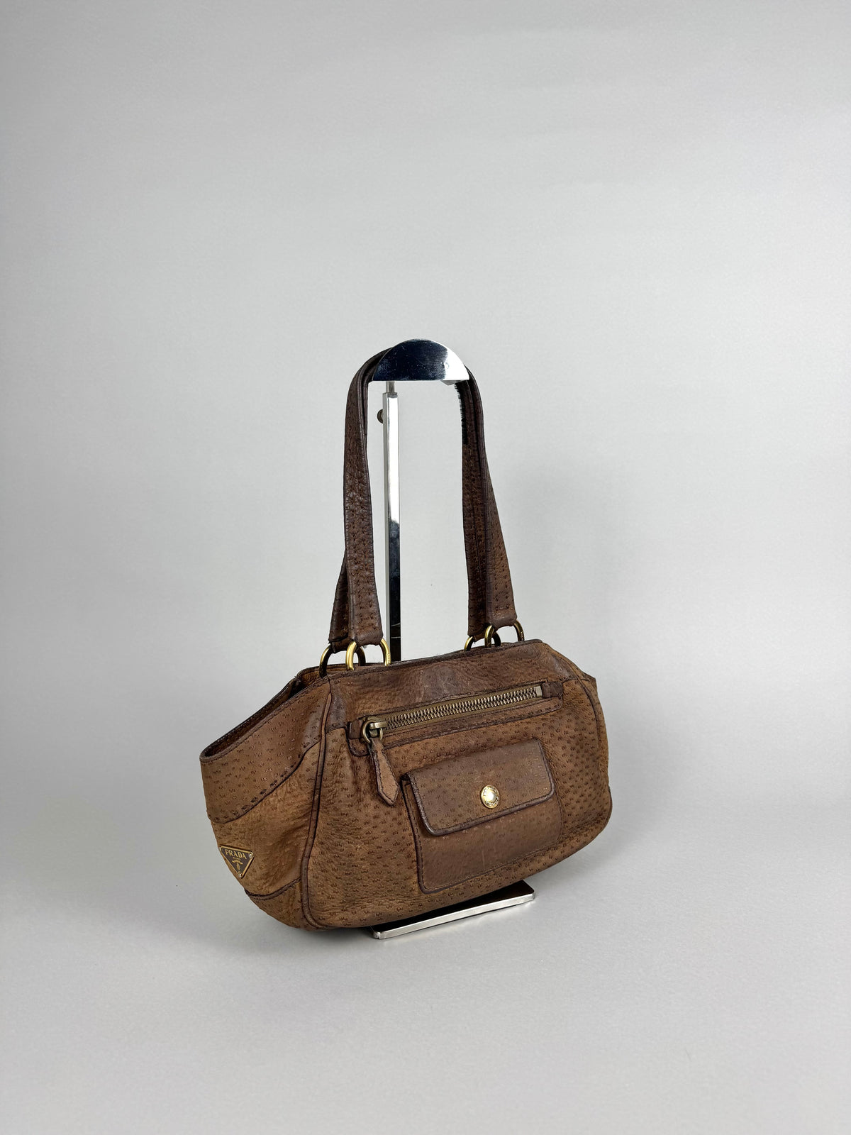 Prada Tessuto Cervo Lux Leather Brown