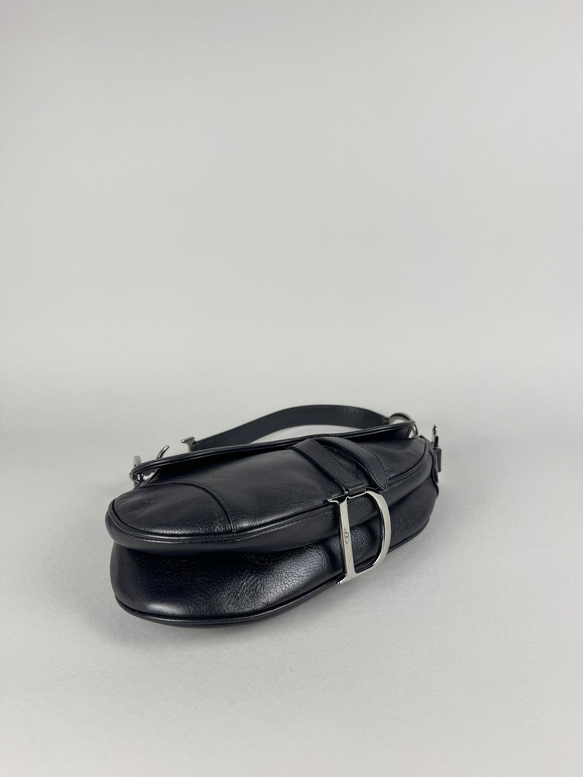 Christian Dior Black Leather Saddle Bag