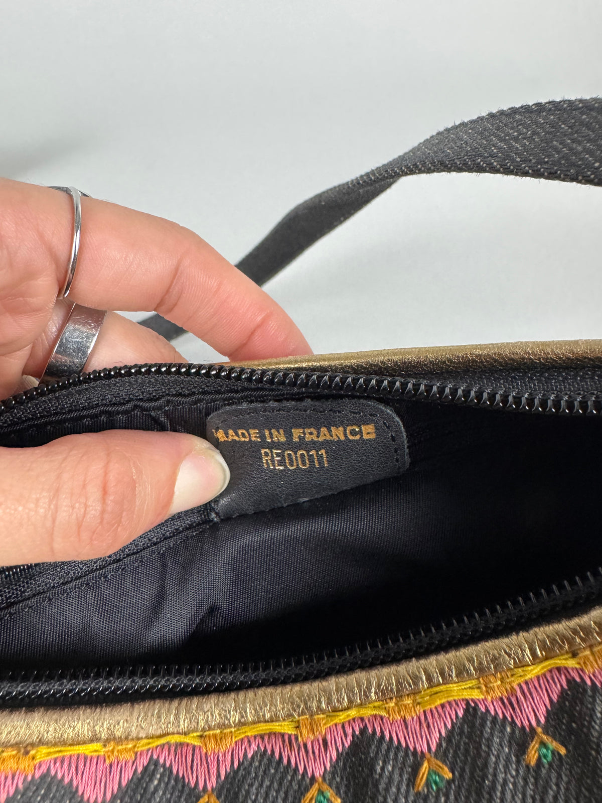 Christian Dior Embroidered Montaigne Cadillac 1947 Denim Bag
