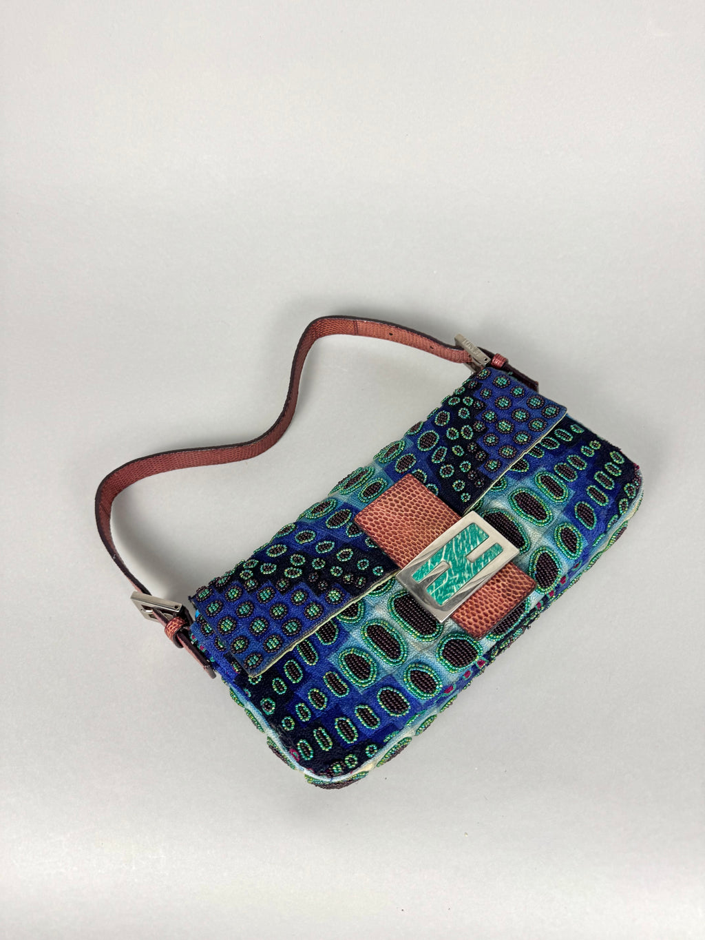 Fendi Baguette Beaded Lizard Victor Vasarely 1997