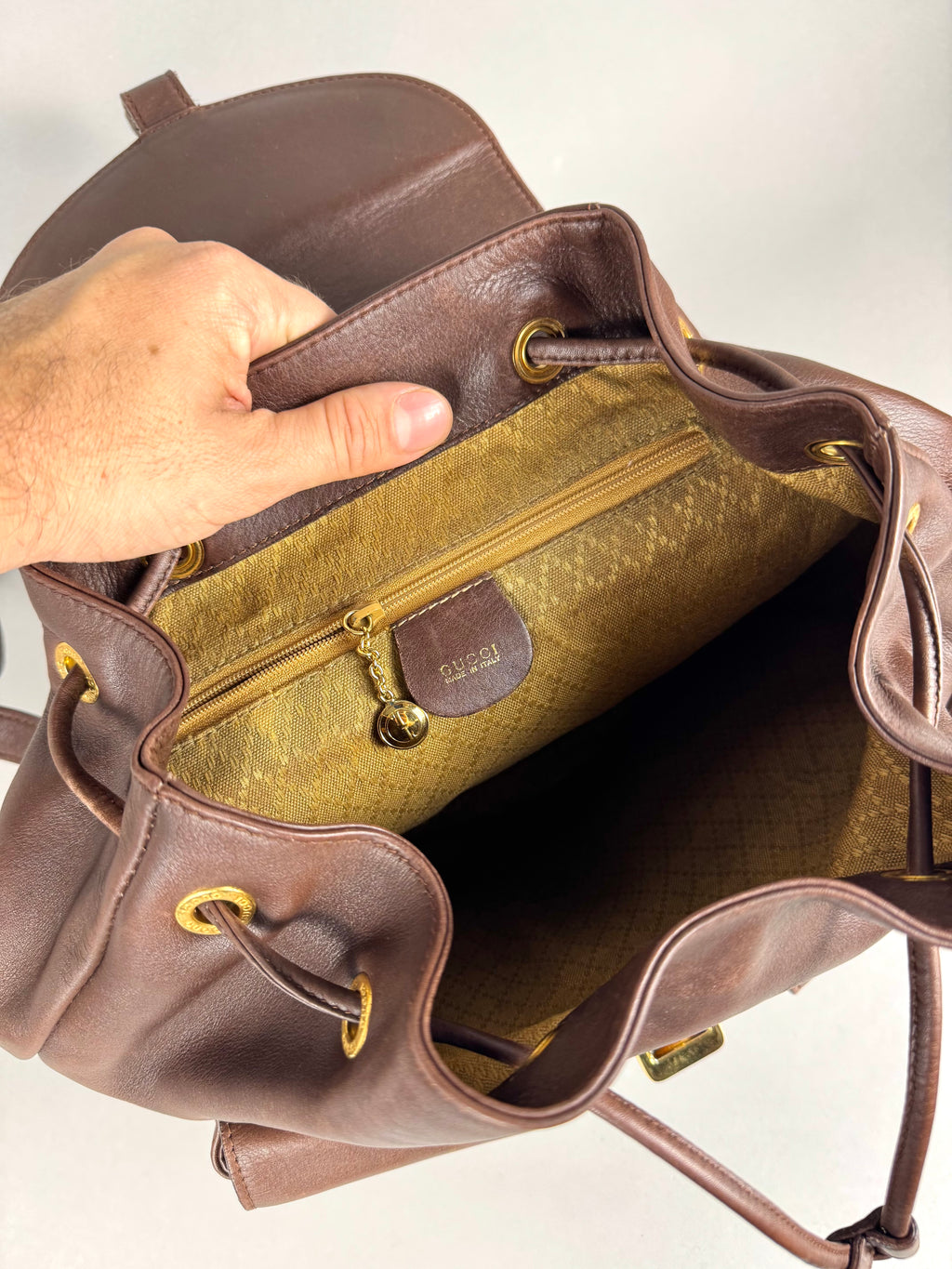 Gucci Brown Leather Backpack