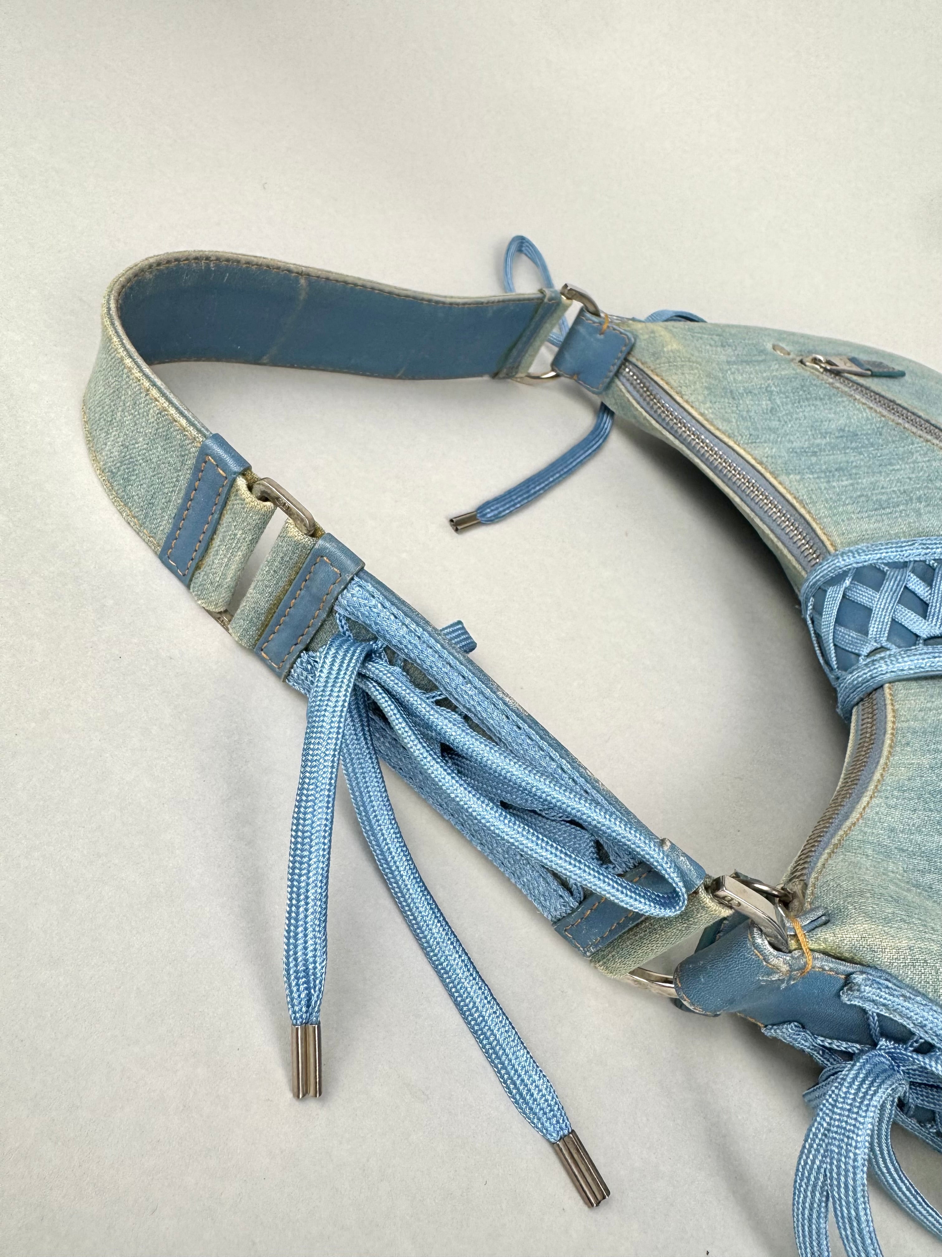 Christian Dior Denim Admit It Lace Up Corset Blue