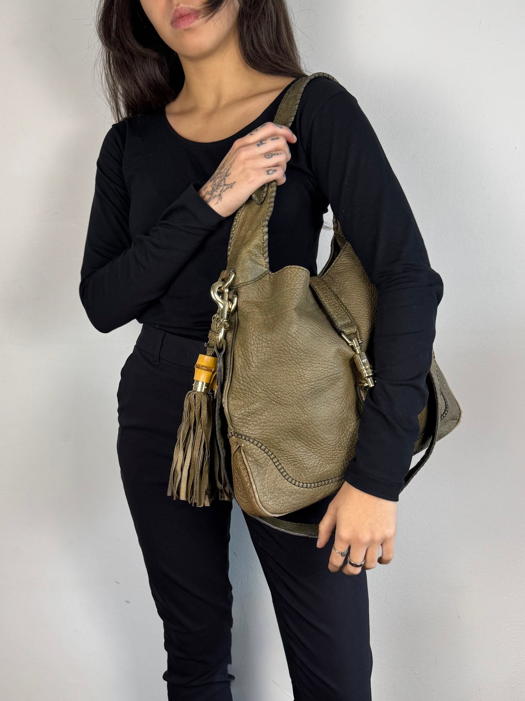 Gucci New Jackie Hobo Leather Taupe