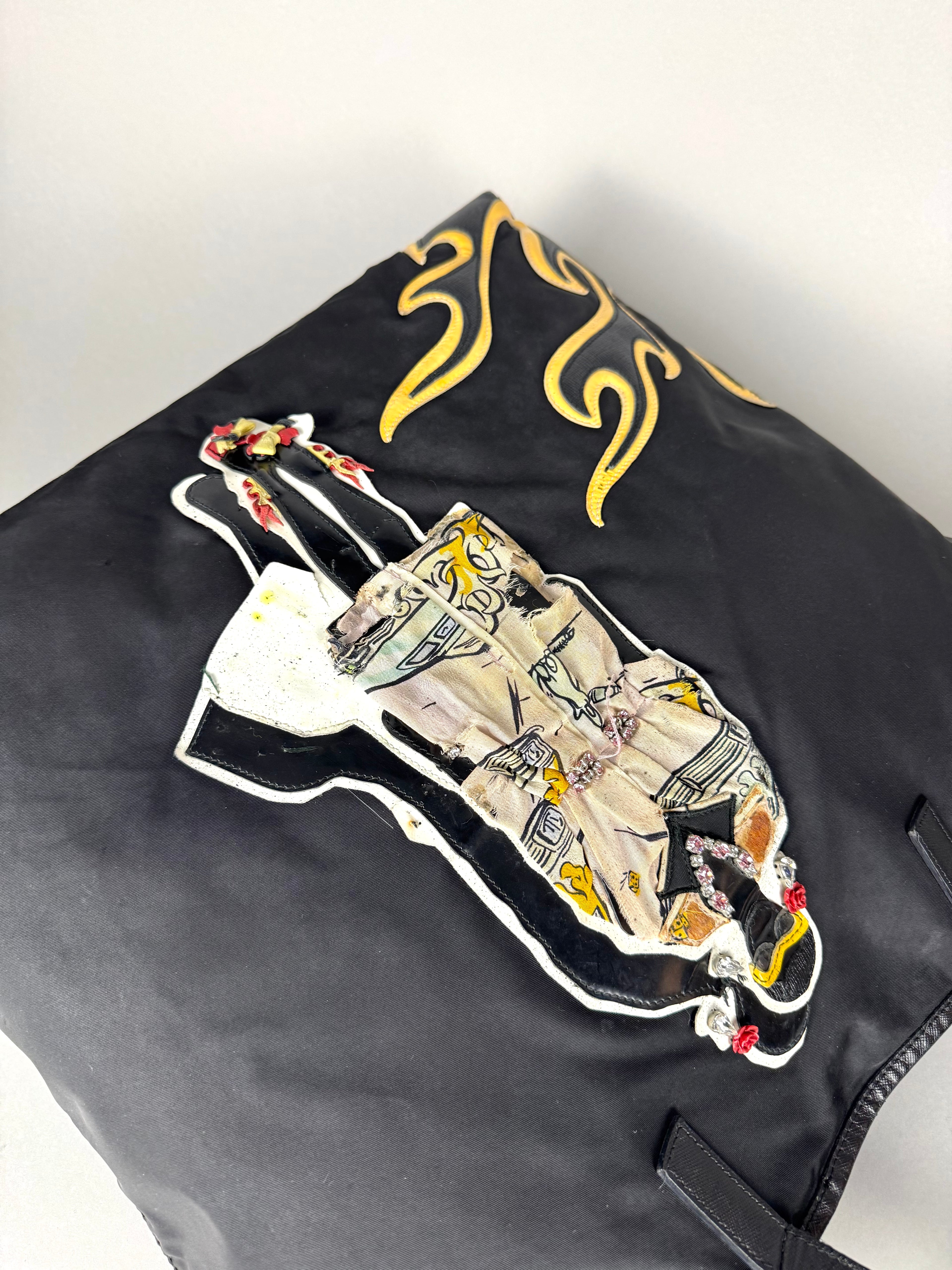 Prada Robot Nylon Black Tote