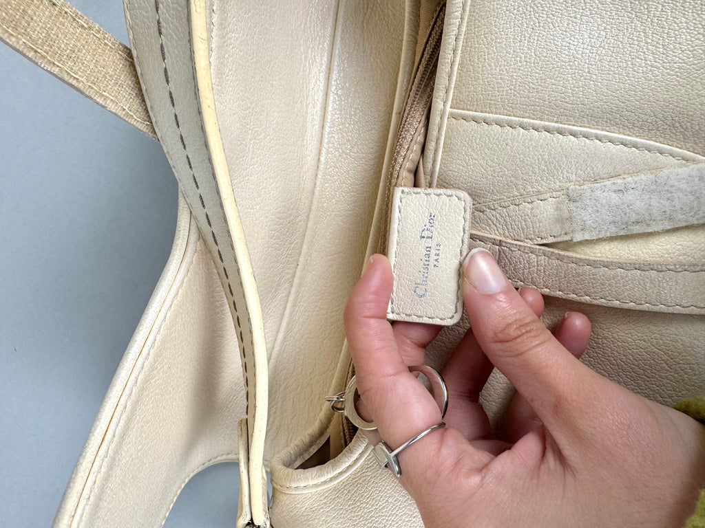 Christian Dior White Leather Strap Saddle