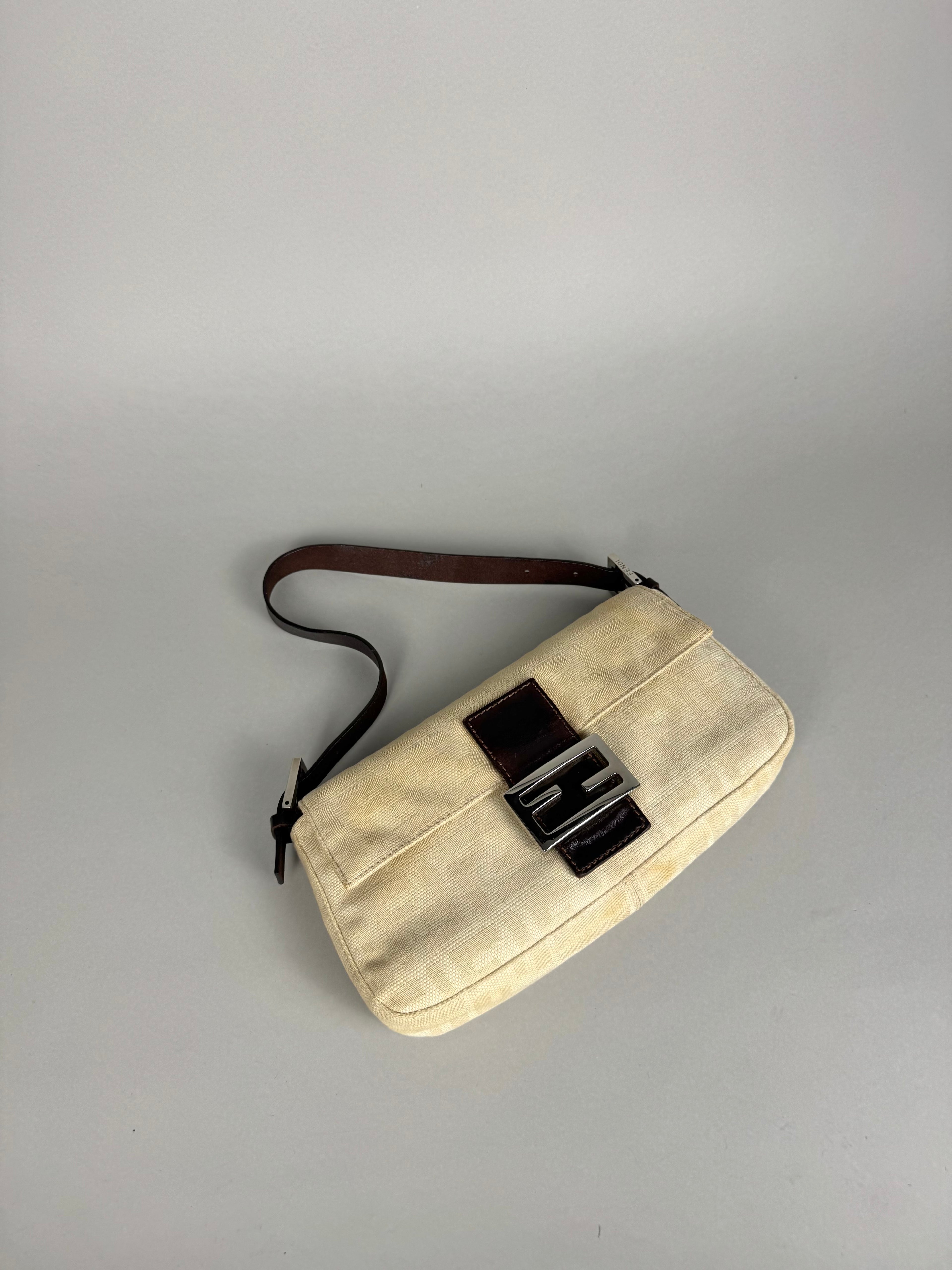 Fendi Monogram Baguette Linen Beige