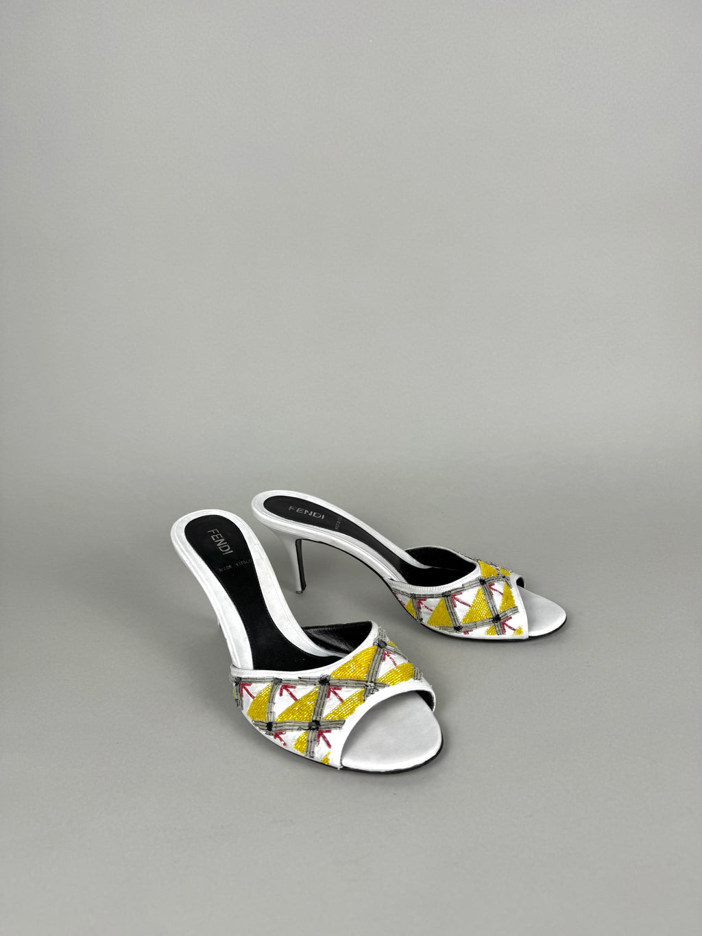 Fendi Embroidered Leather Heels