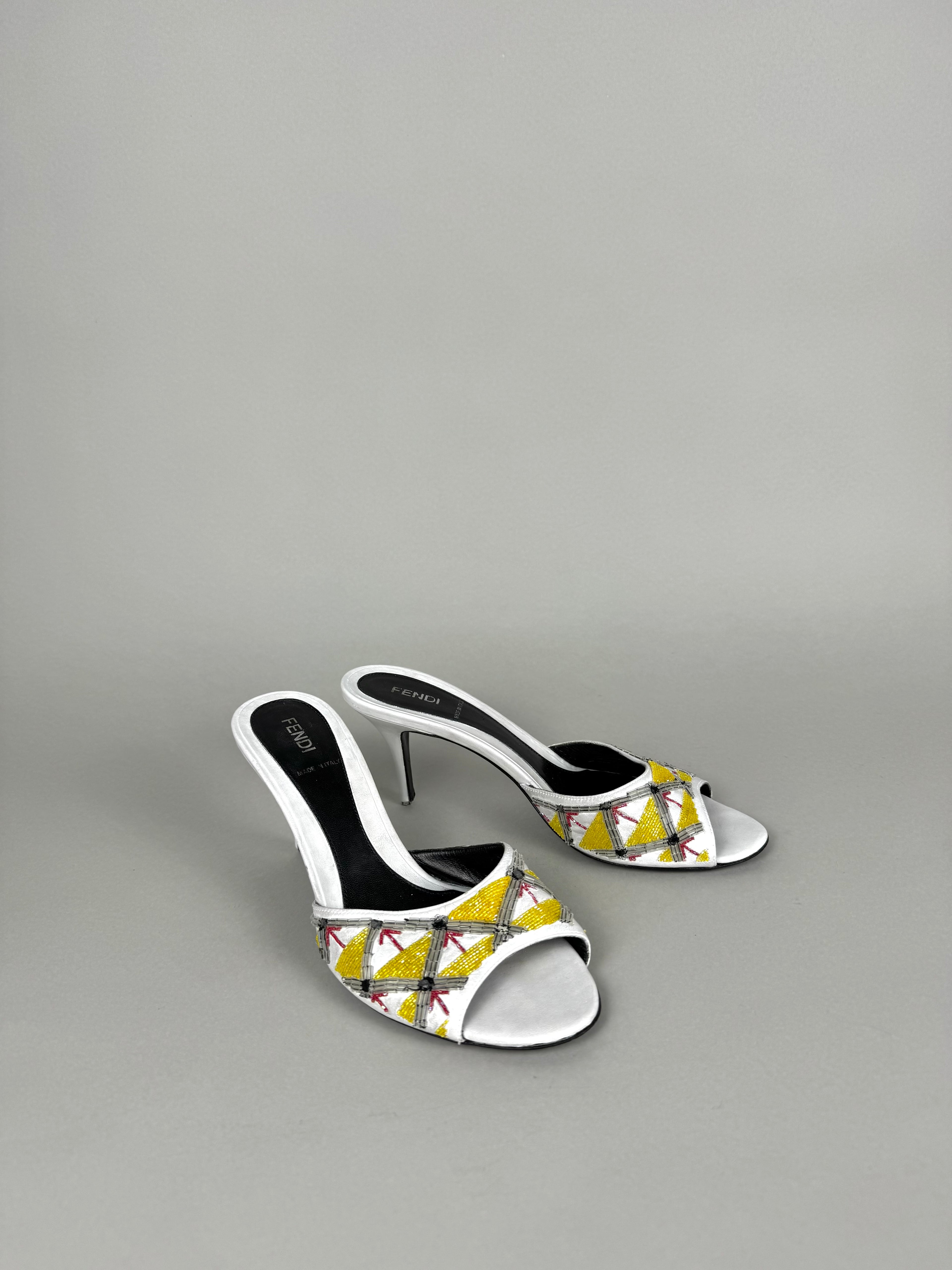 Fendi Embroidered Leather Heels