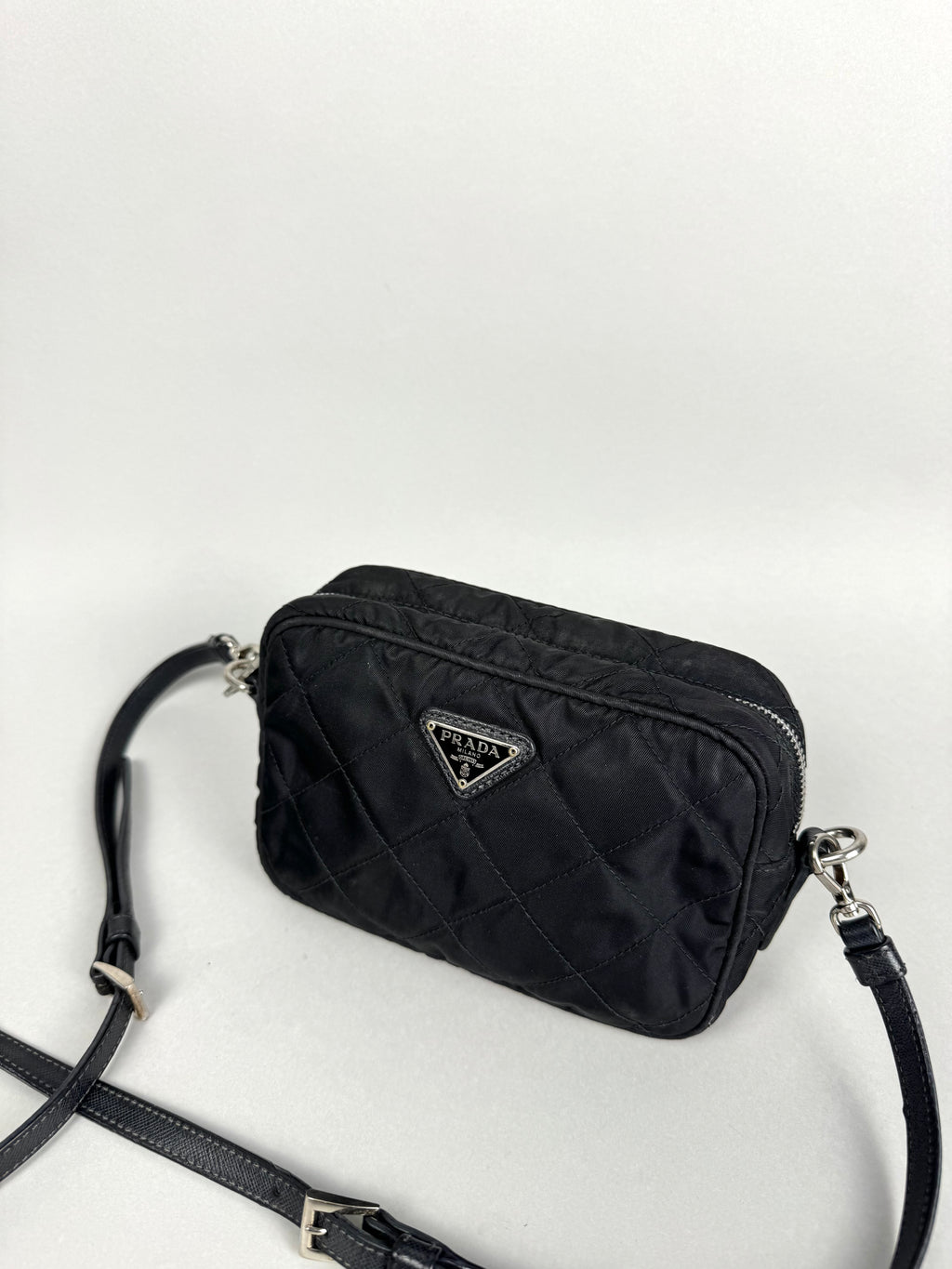 Prada Tessuto Black Nylon Impuntu Quilted Crossbody