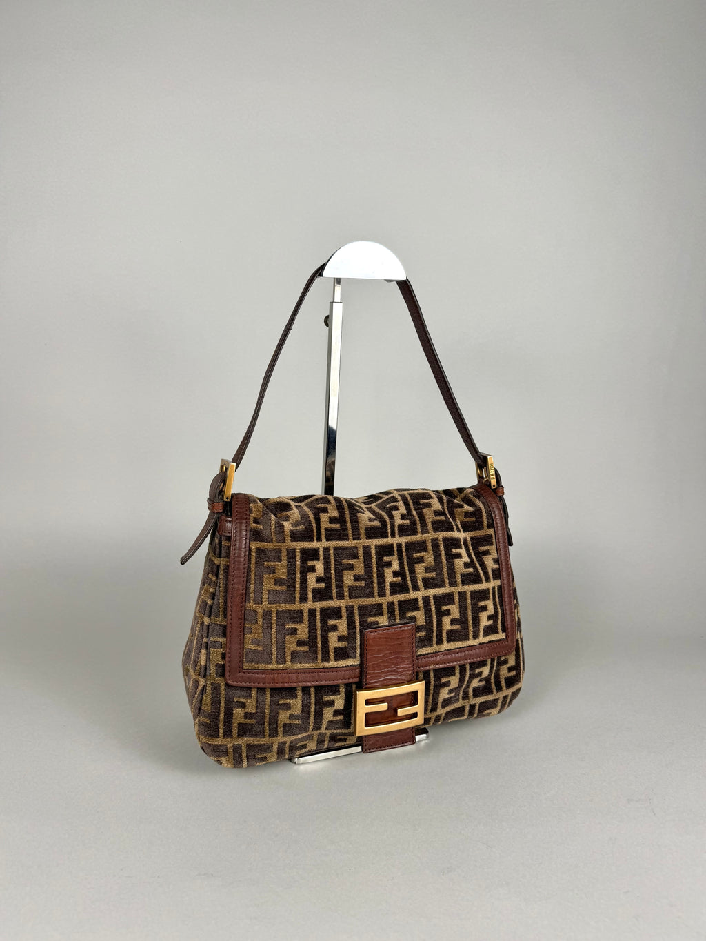 Fendi Mamma Baguette Monogram Zucca Velour
