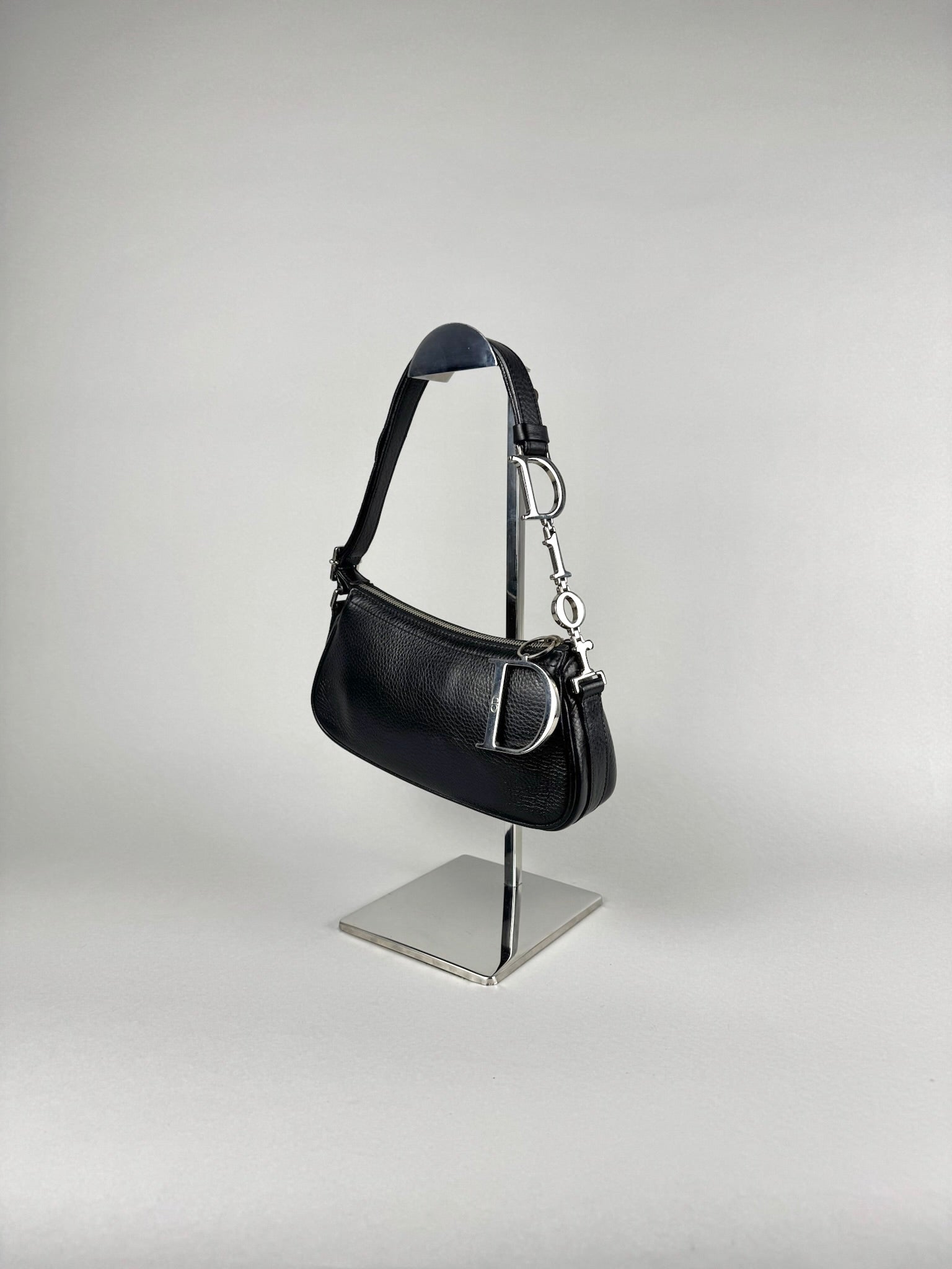 Christian Dior D Charms Black Leather Pochette