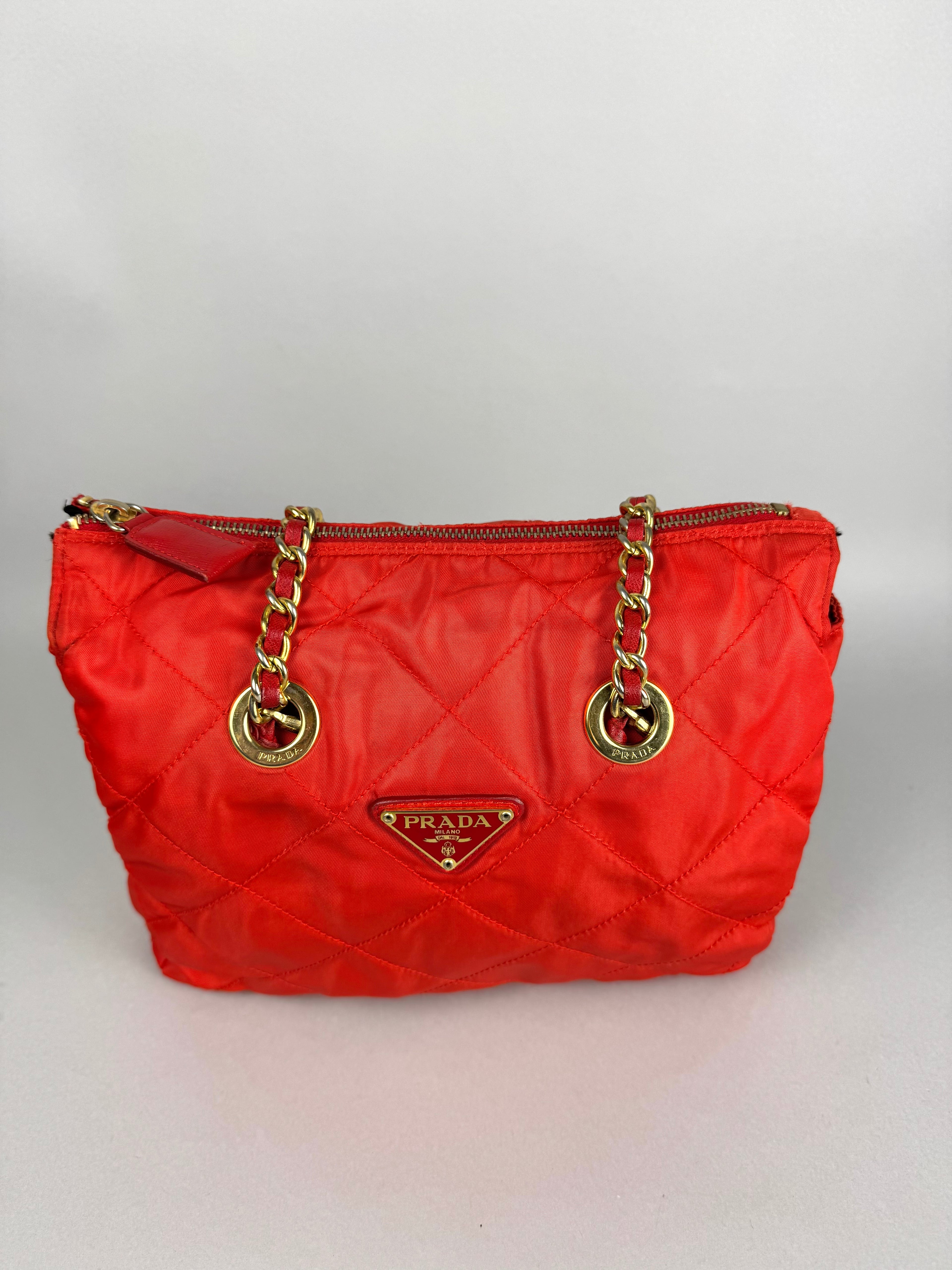 Prada Quilted Chain Nylon Red