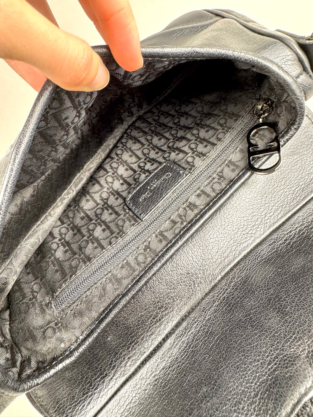 Christian Dior Black Leather Saddle Bag