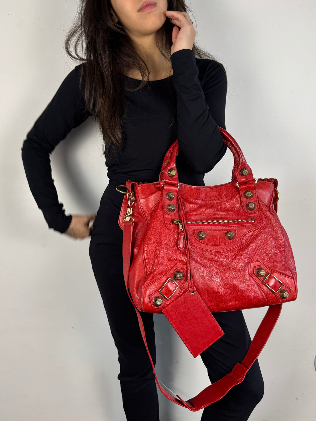 Balenciaga Motocross 21 City Leather Red