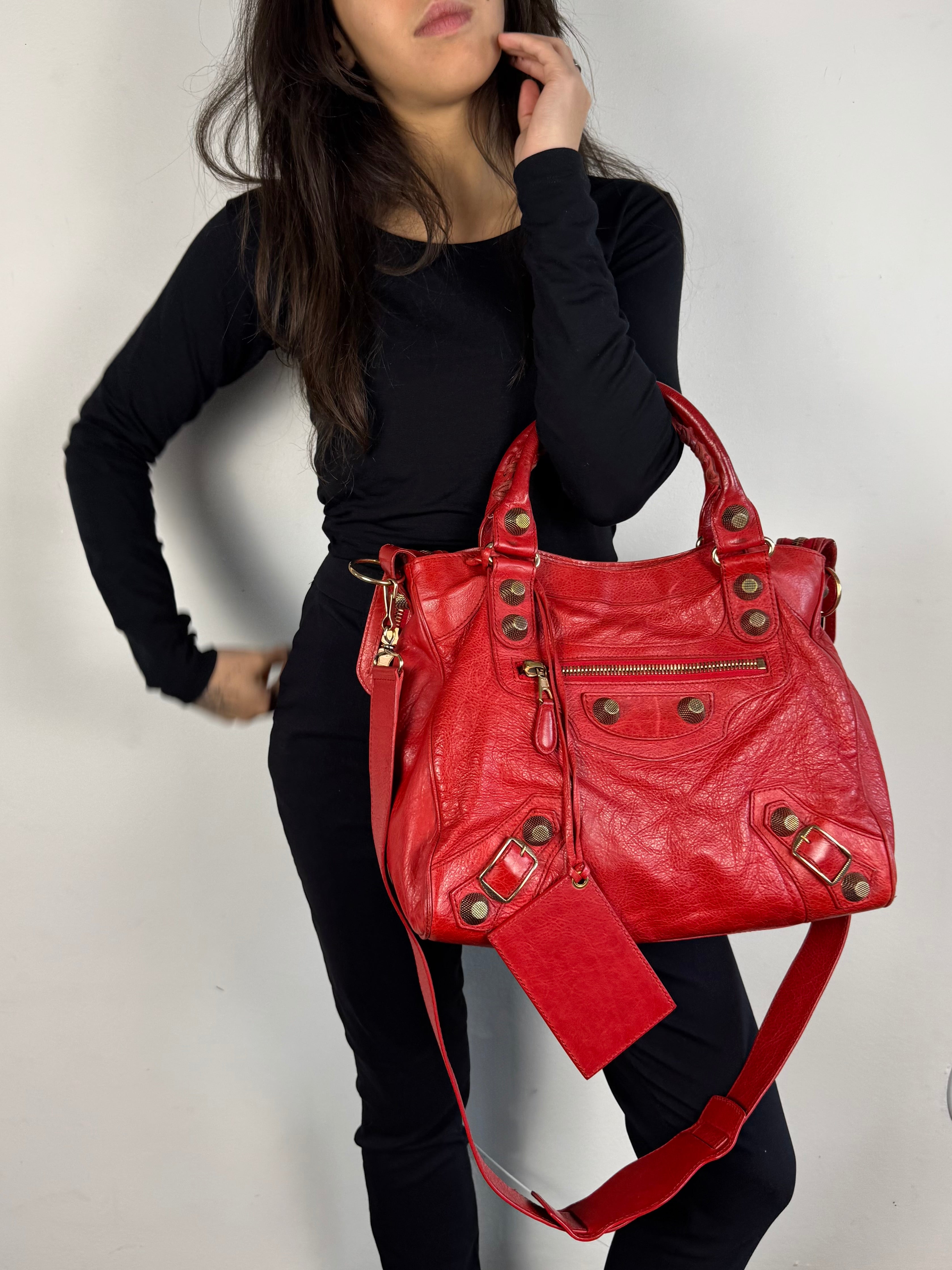 Balenciaga Motocross 21 City Leather Red