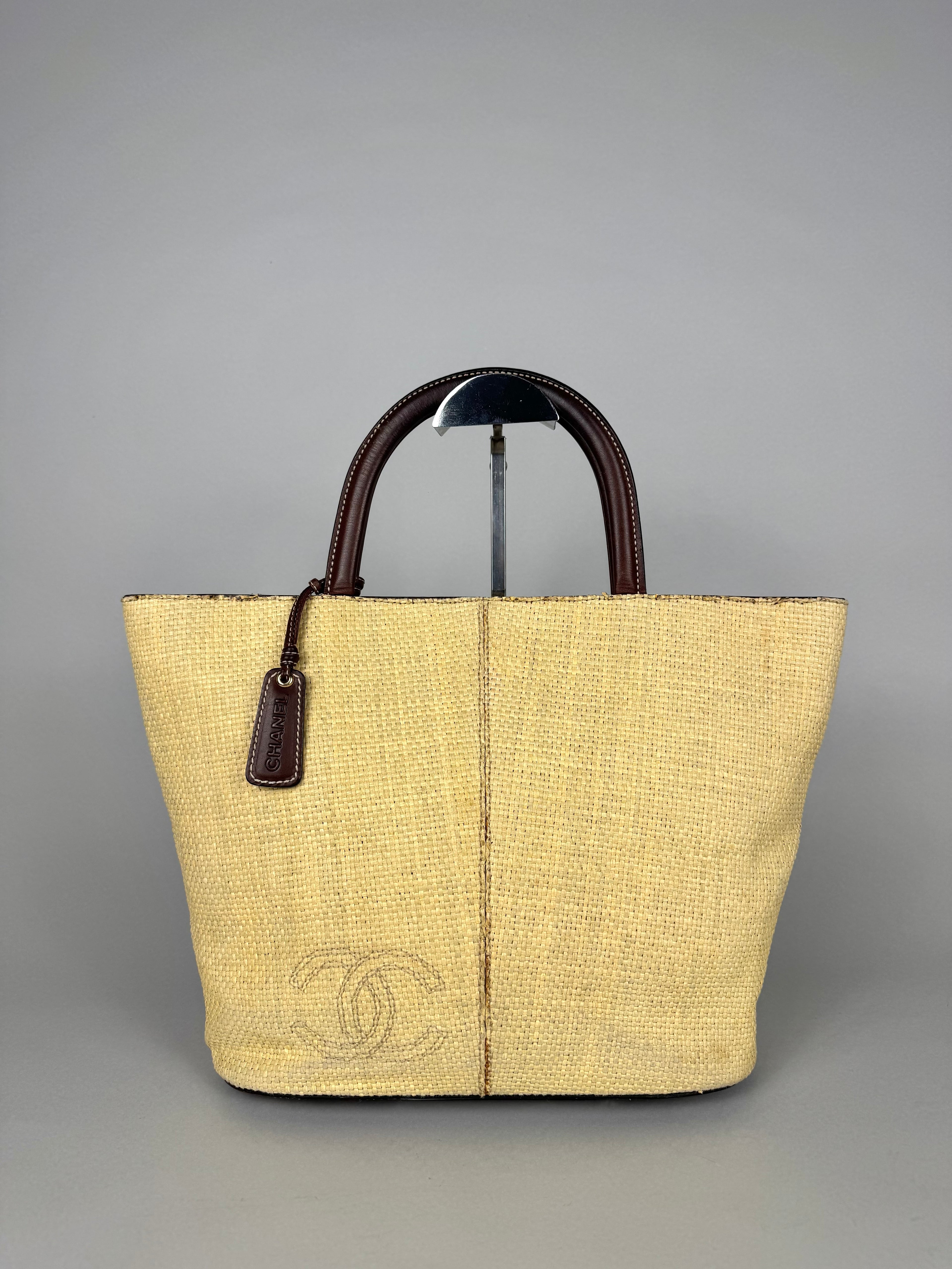 Chanel CC Raffia Handle Tote