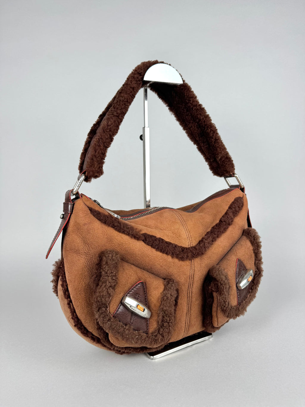 Marc Jacobs Brown Shearling Suede Pocket Shoulder