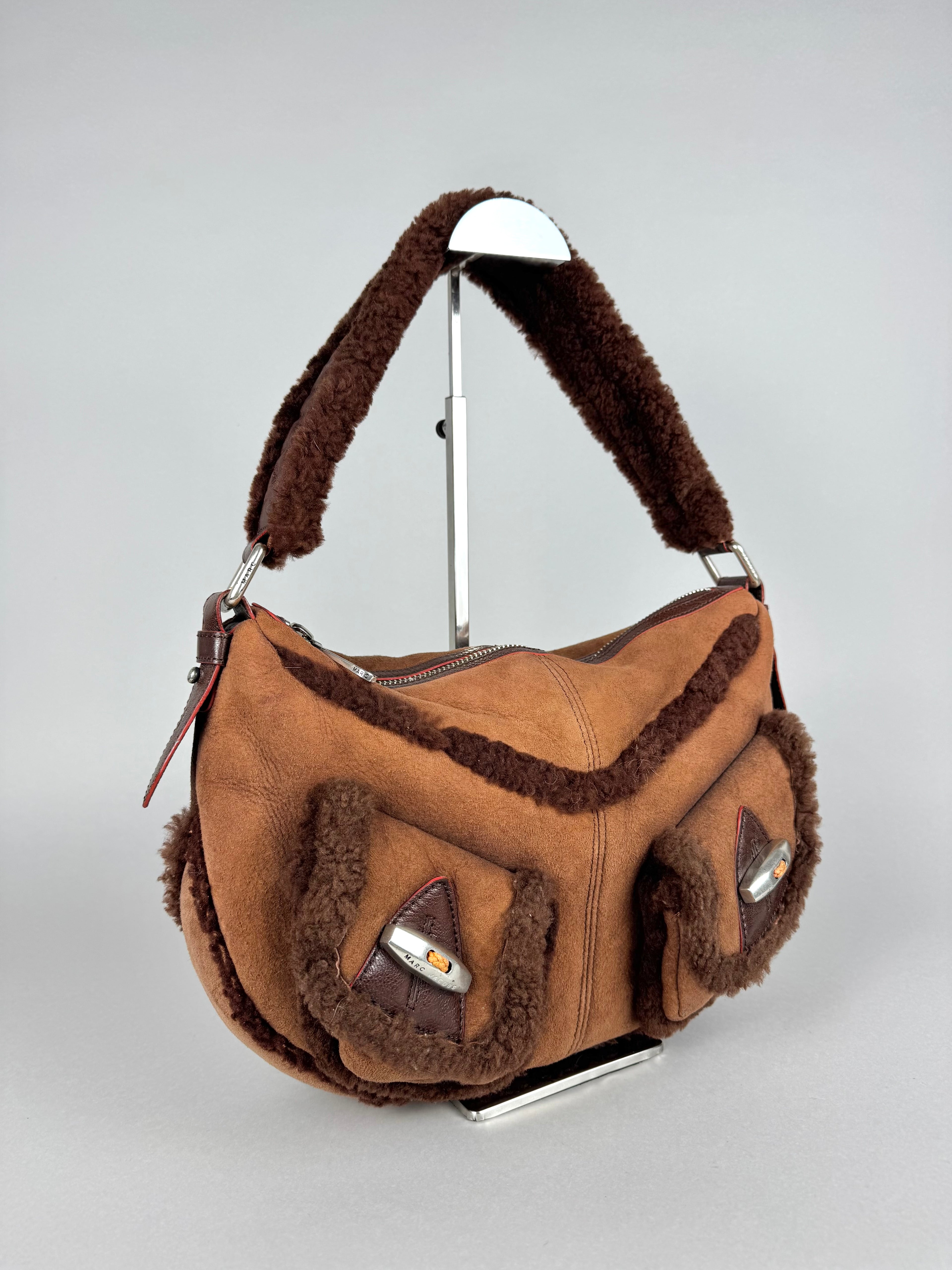 Marc Jacobs Brown Shearling Suede Pocket Shoulder