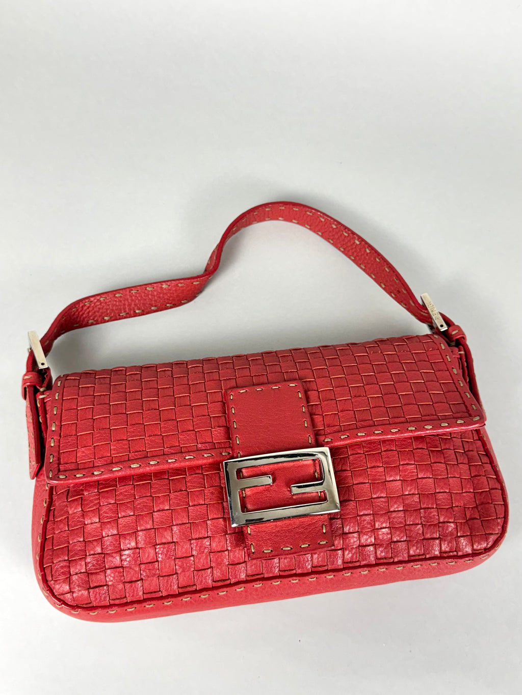 Fendi Baguette Leather Red