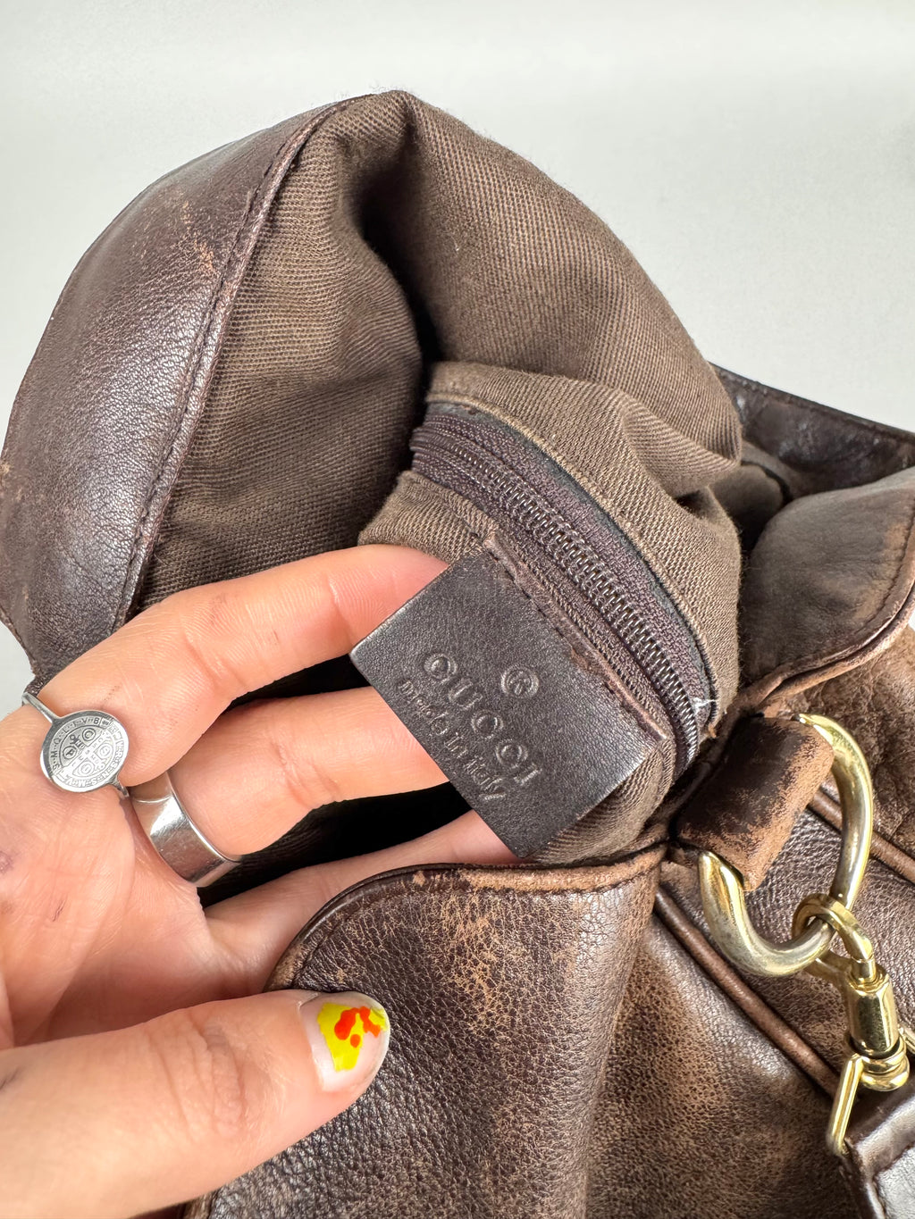 Gucci Toned Brown Leather Large Crossbody