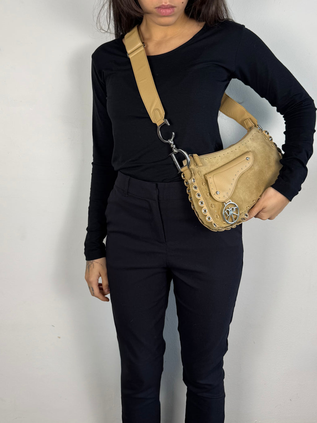 Christian Dior Peace and Love Suede Leather Crossbody Bag