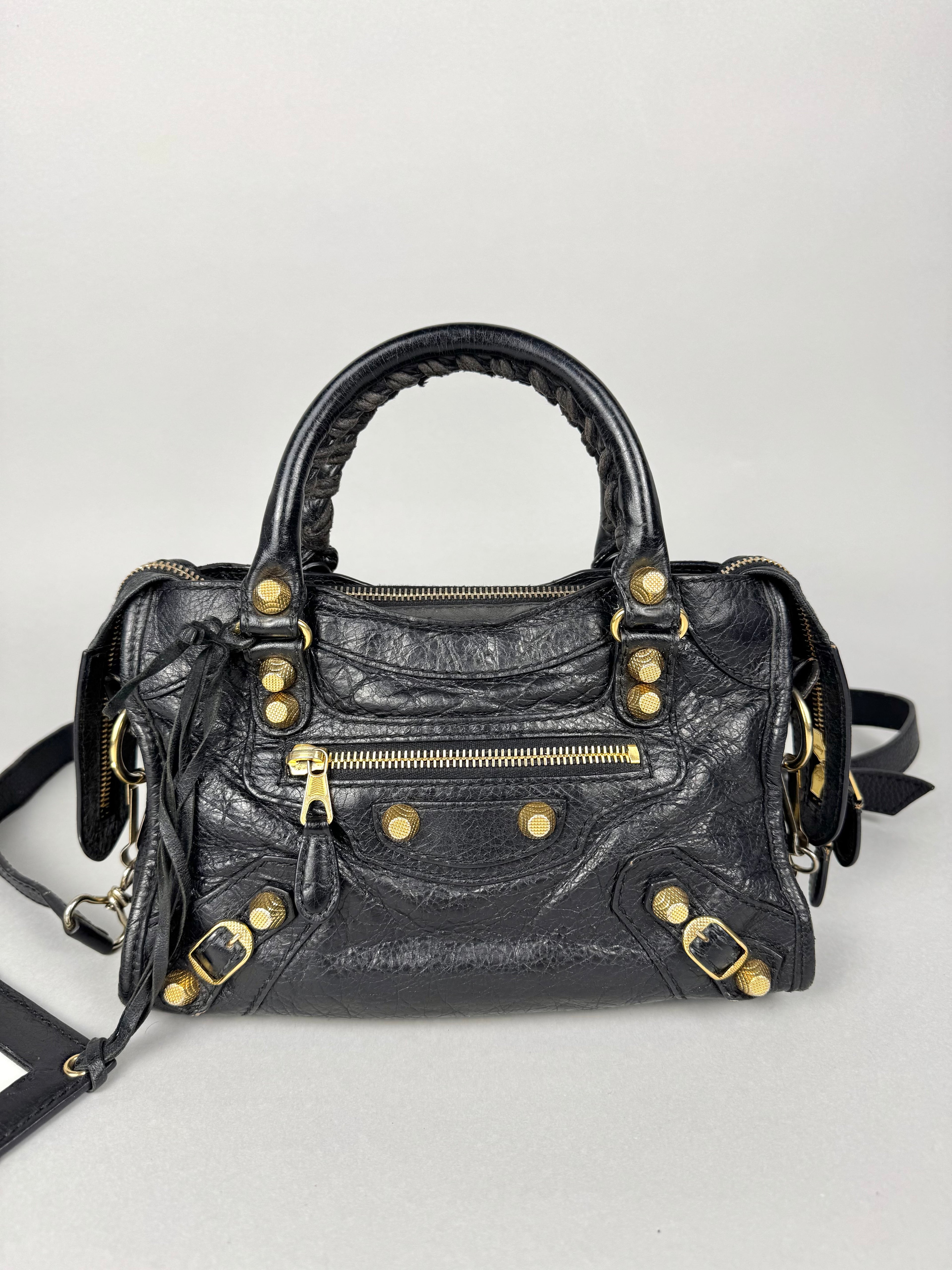 Balenciaga Agneau Mini City Black Leather