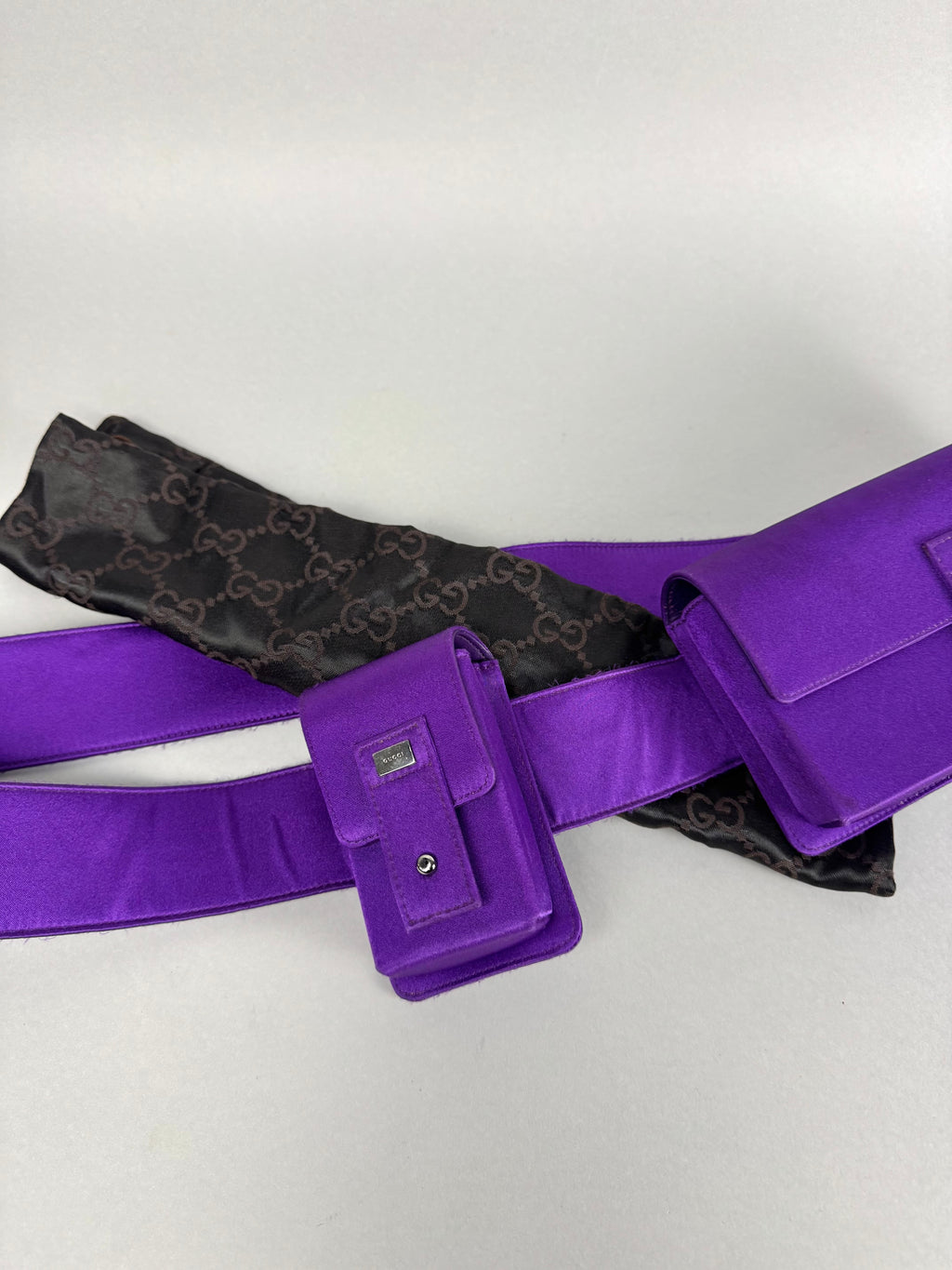 Gucci Tom Ford Runway Purple Satin Pochete Belt Sling