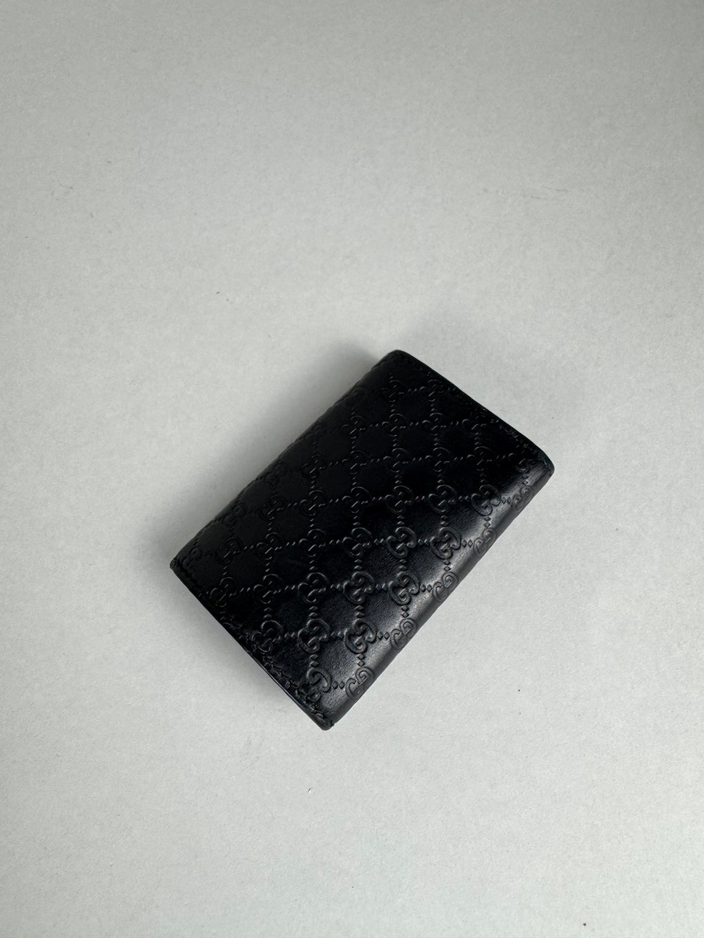 Gucci Embossed Monogram Black Leather Card/Key Holder