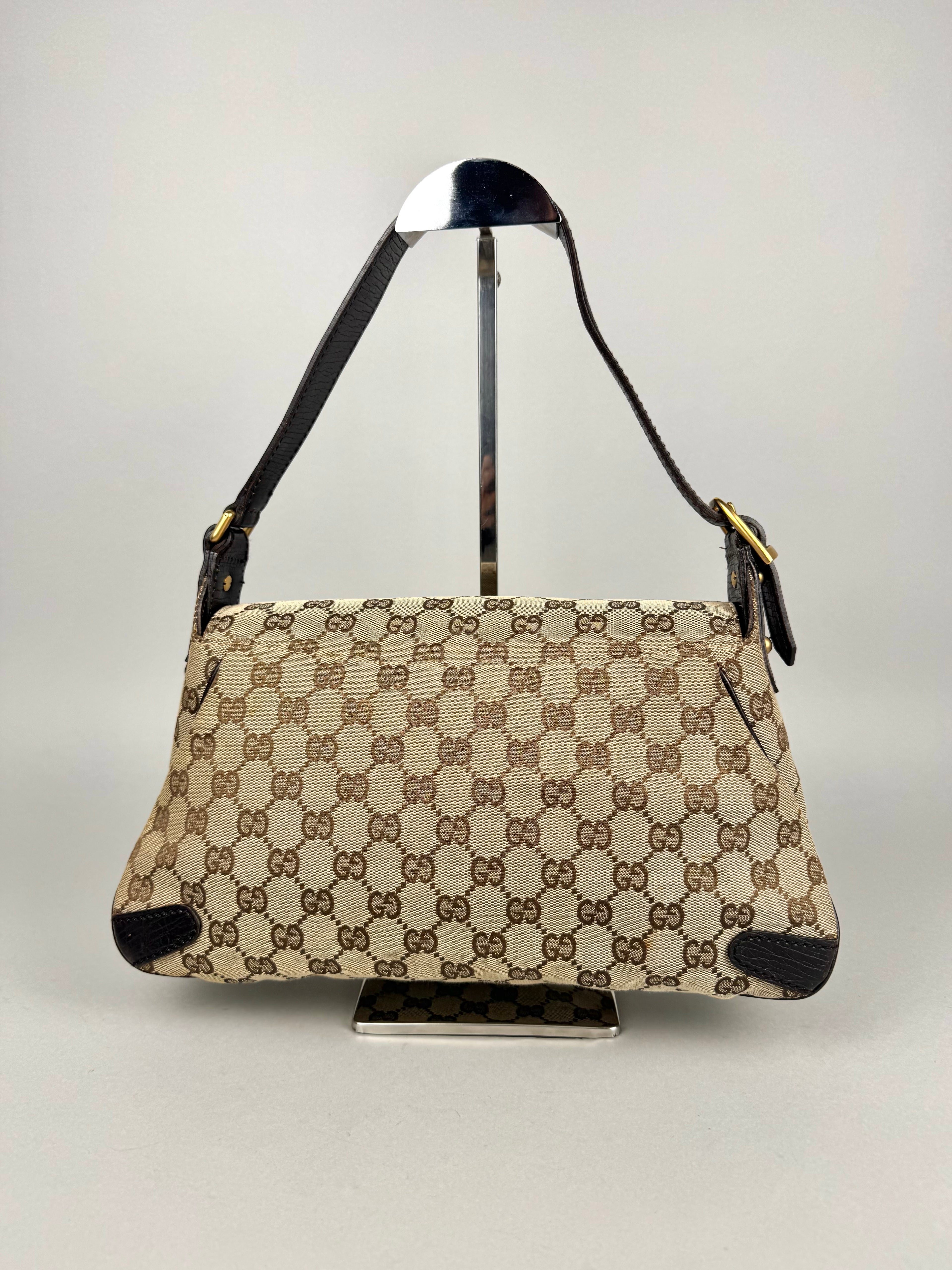 Gucci Monogram Horsebit Chain Flap Brown