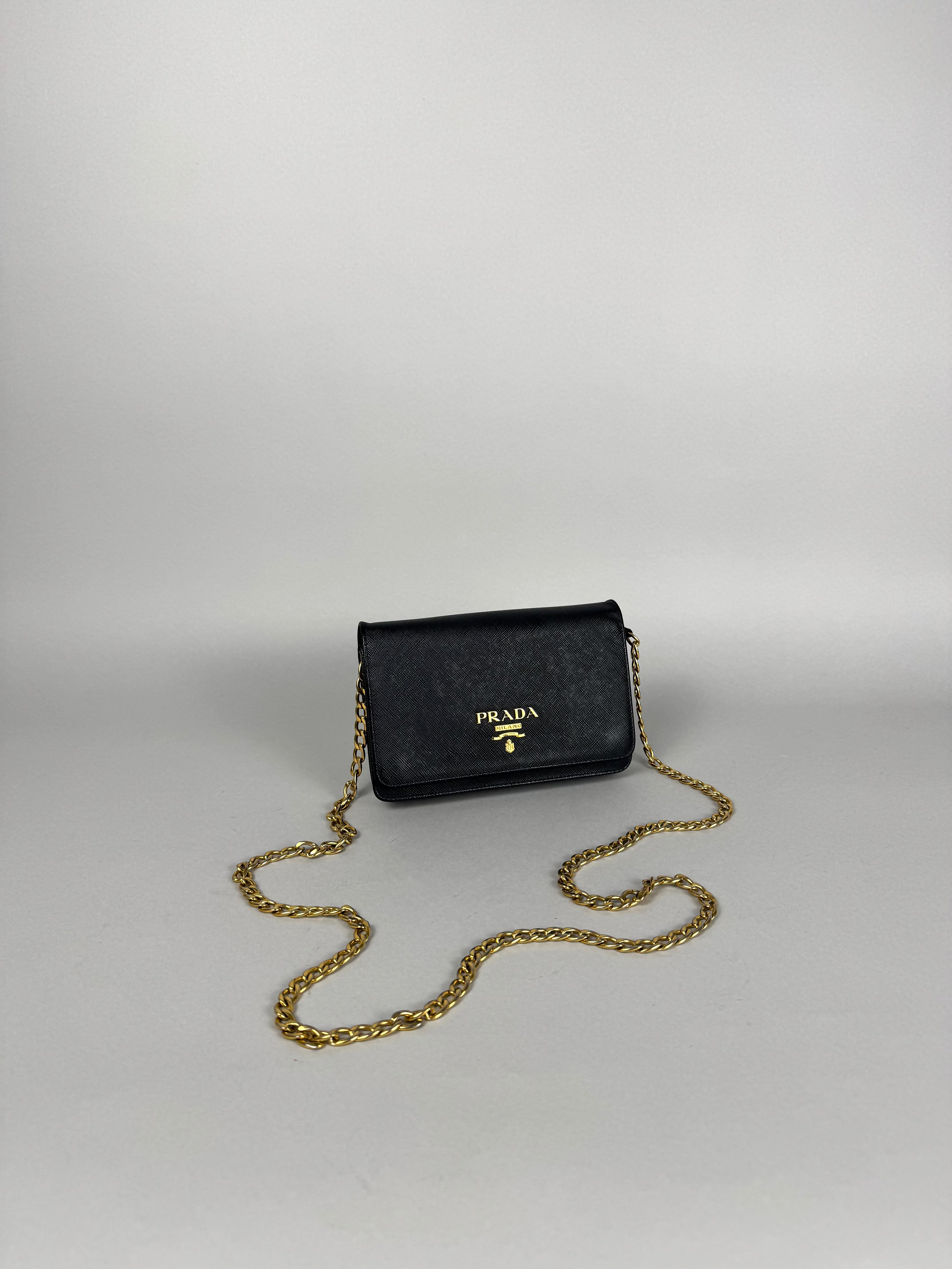 Prada Saffiano Chain Leather Black