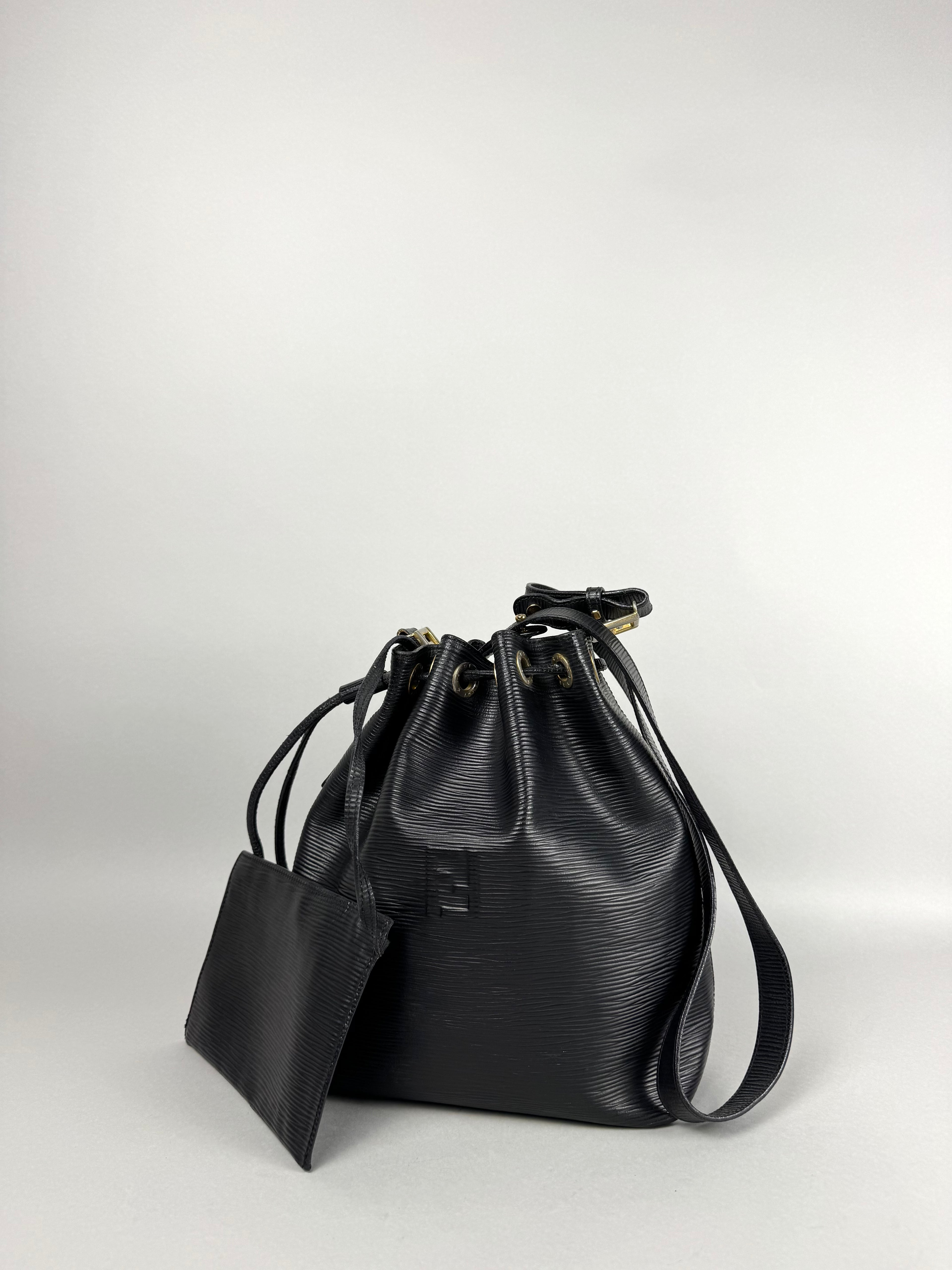 Fendi Bucket Black Epi Leather with Pouch