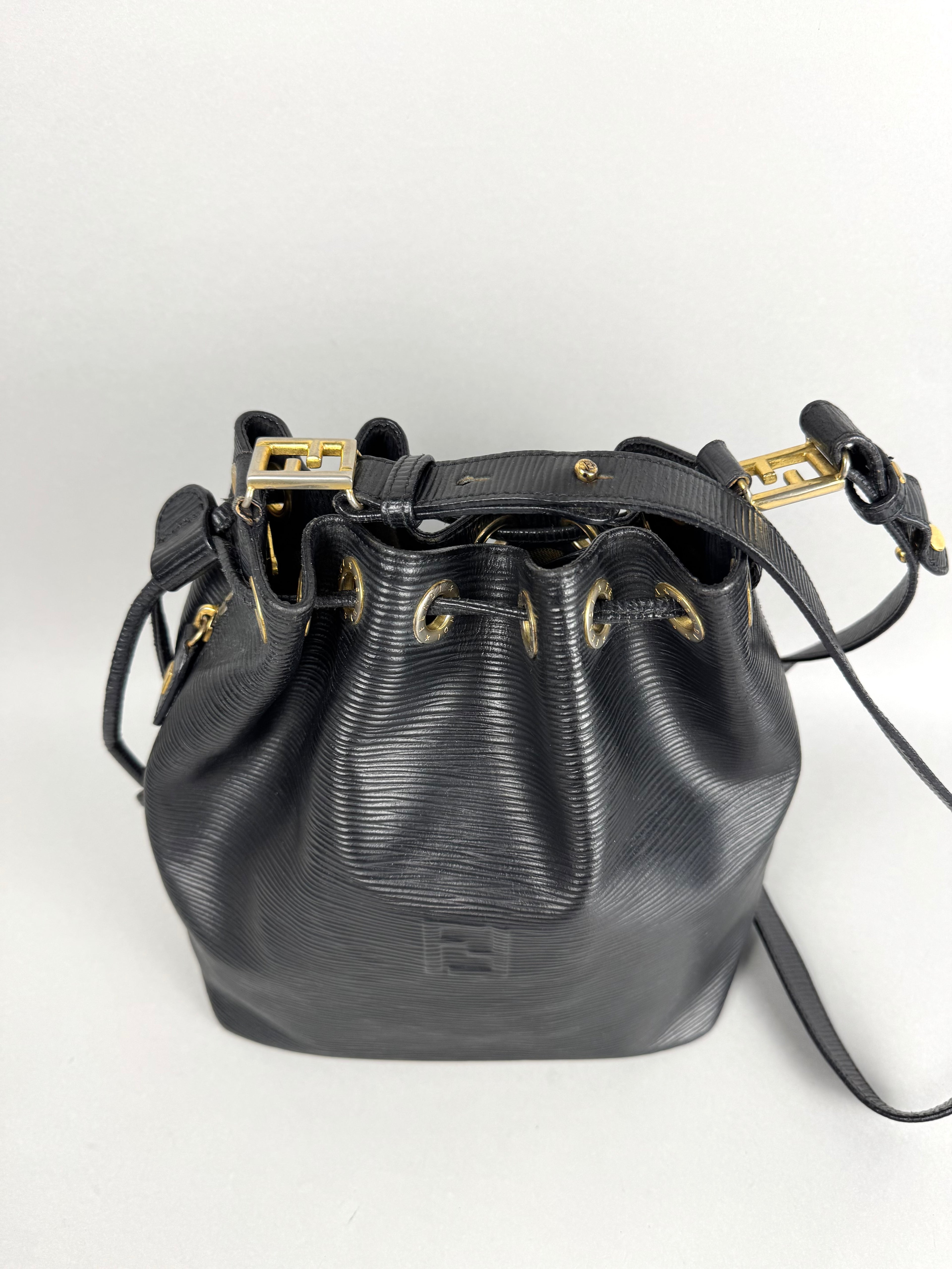 Fendi Bucket Black Epi Leather with Pouch