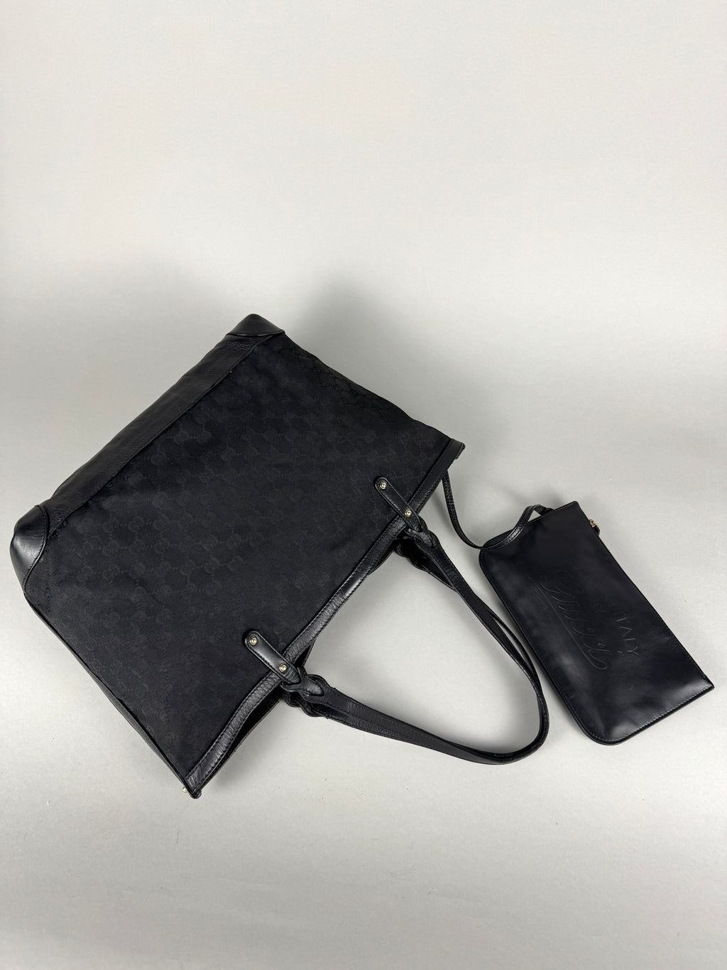 Gucci Monogram Black Tote with Pouch