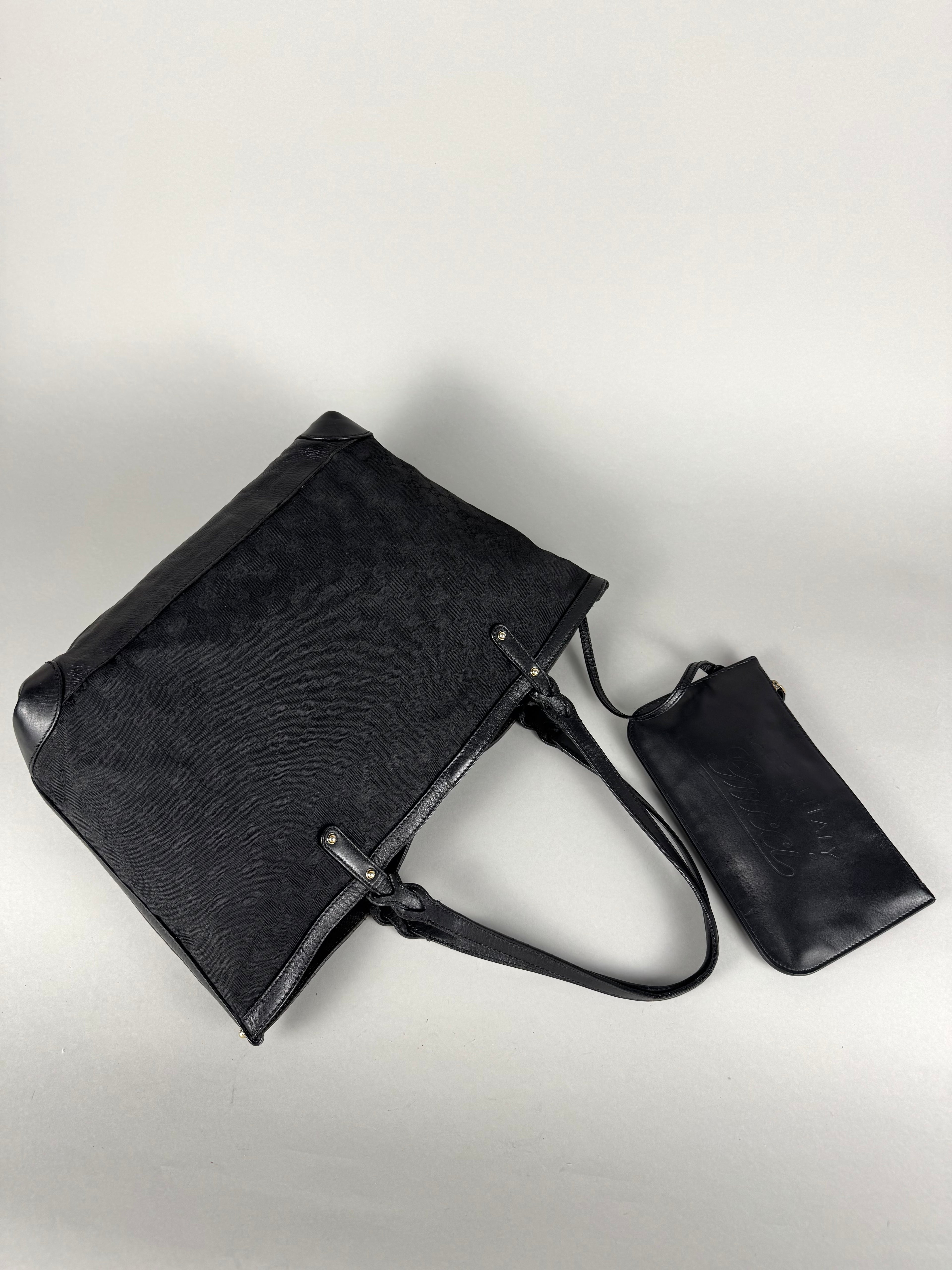 Gucci Monogram Black Tote with Pouch