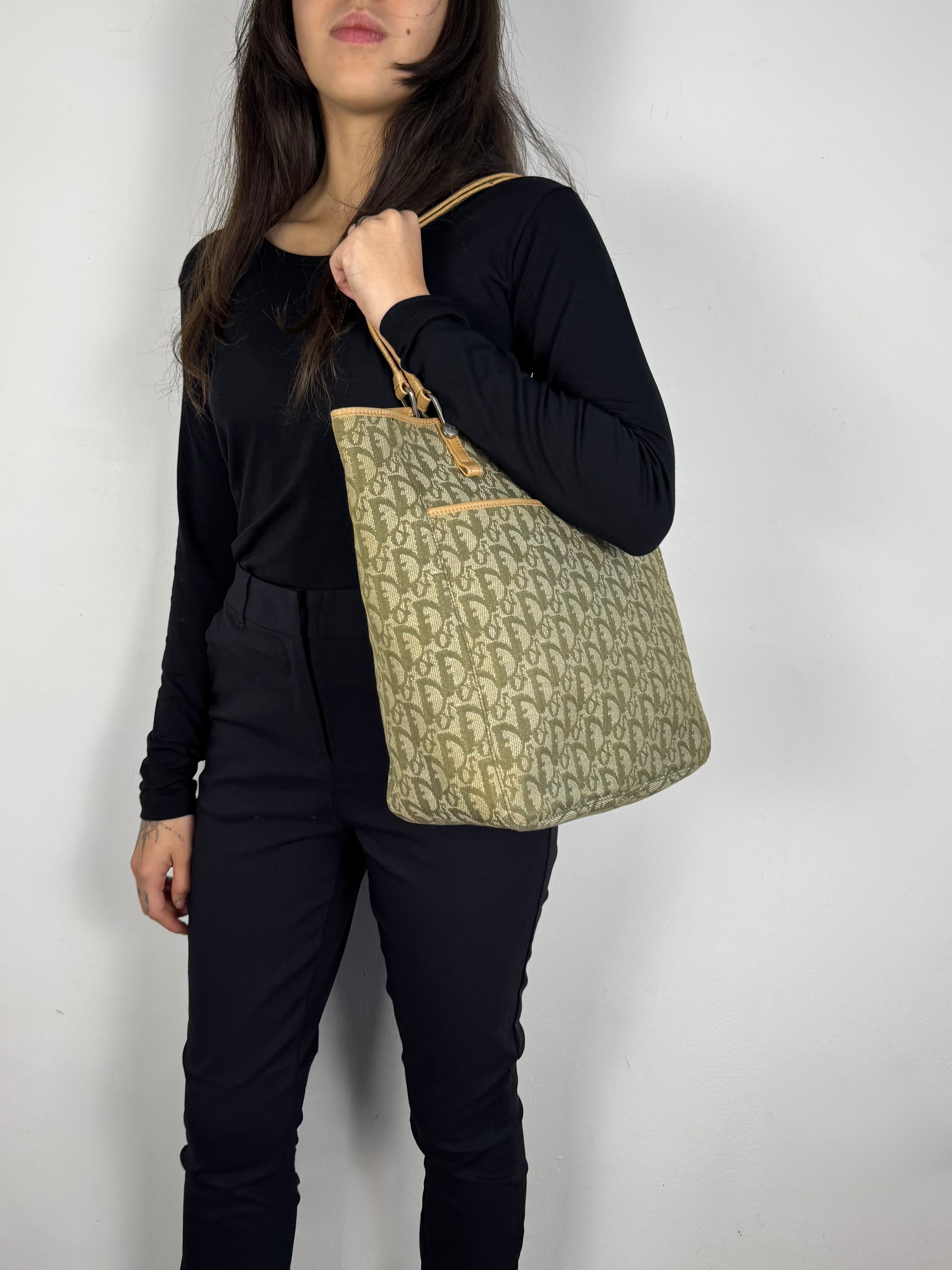 Christian Dior Monogram Denim Green Tote