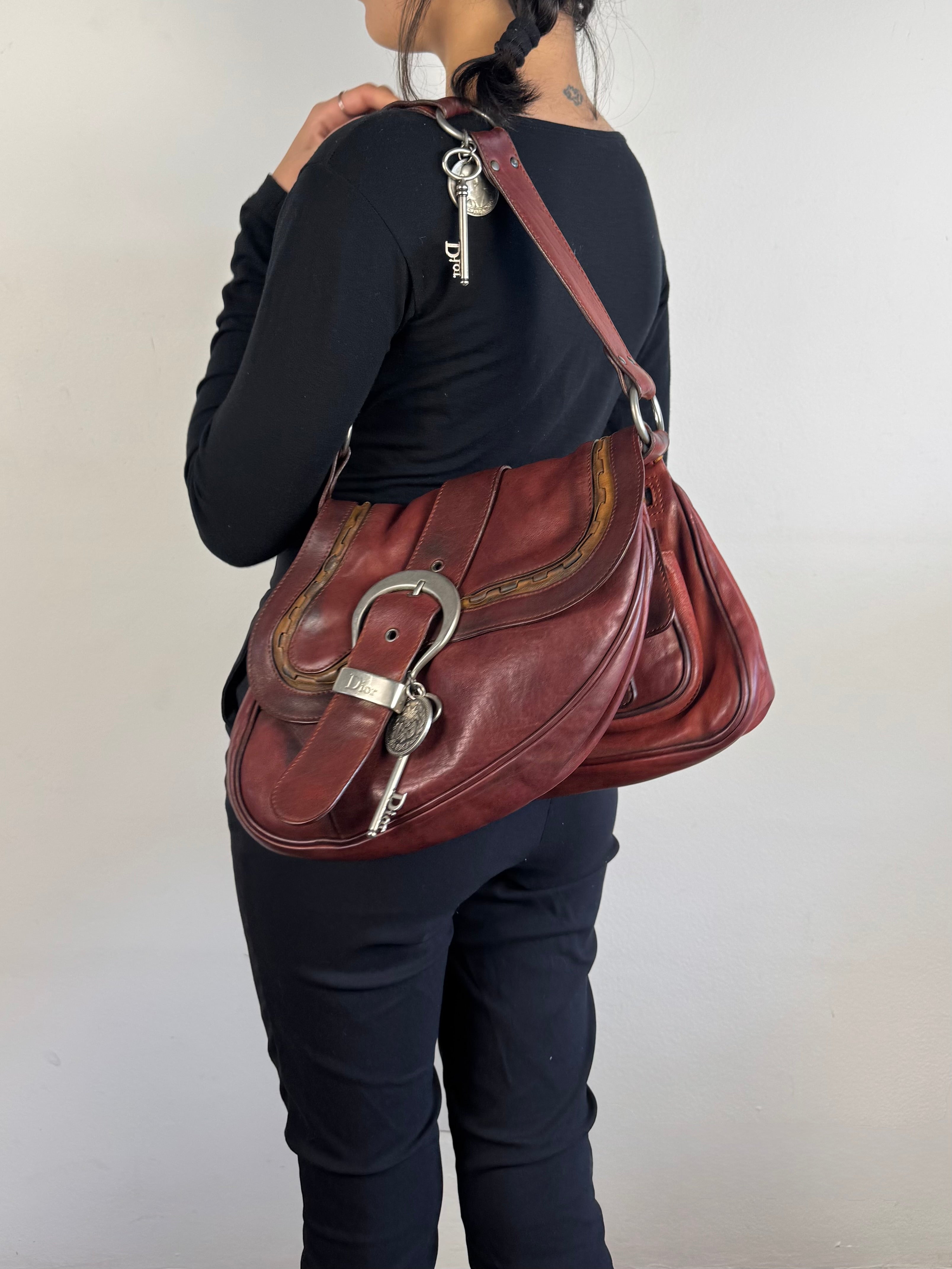 Christian Dior Gaucho Double Red Leather