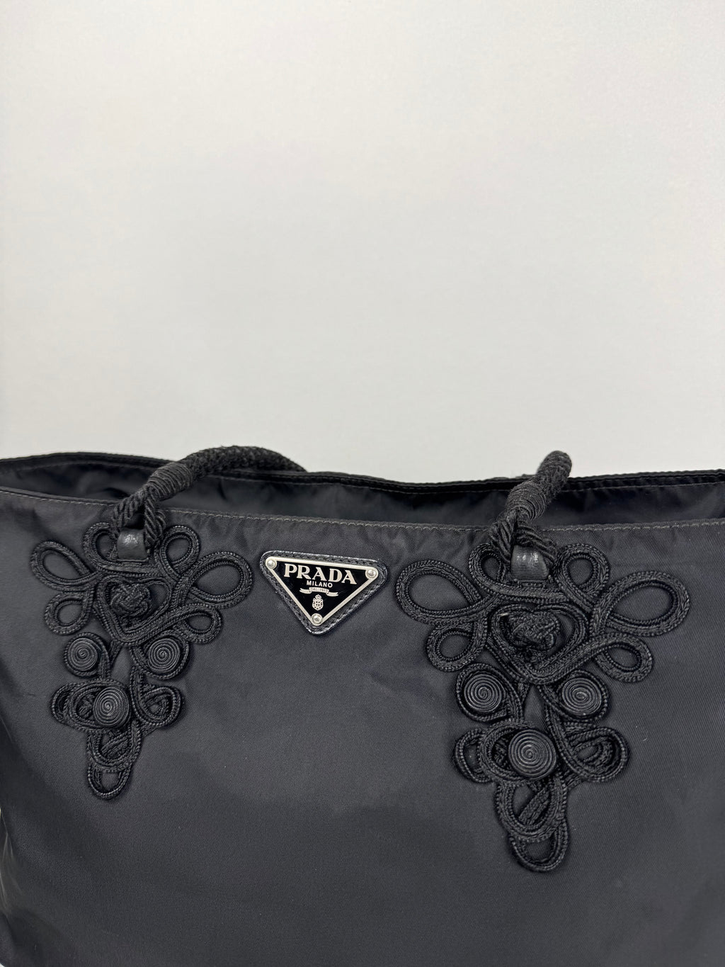 Prada Black Nylon Braided Tote
