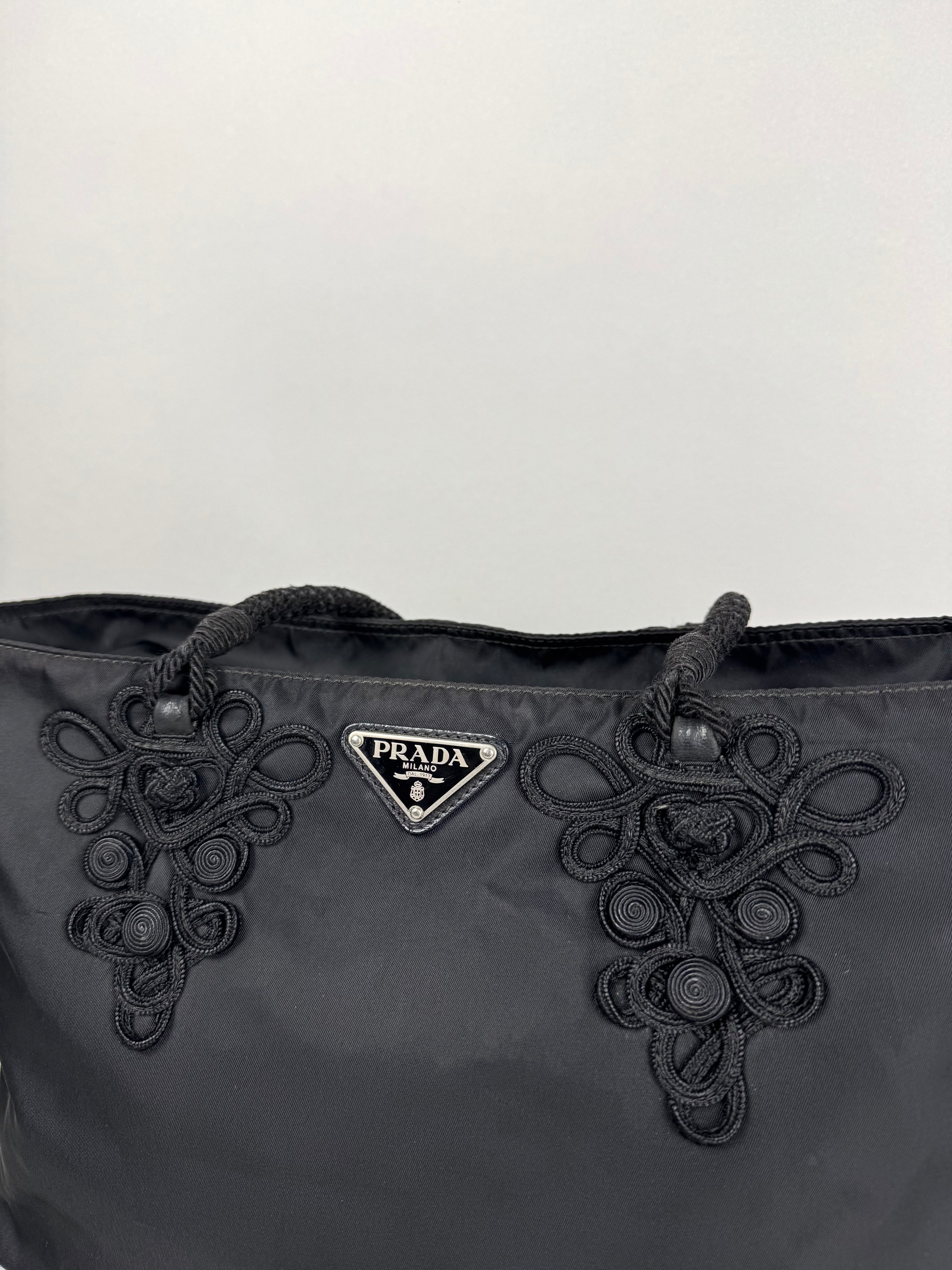 Prada Black Nylon Braided Tote