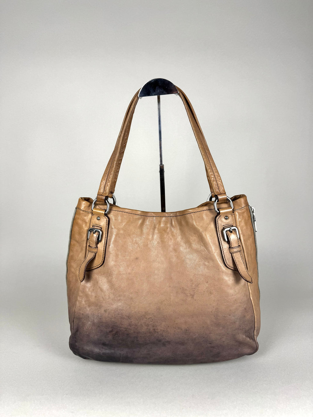 Prada Side Zip Ombre Calfskin Leather Tote