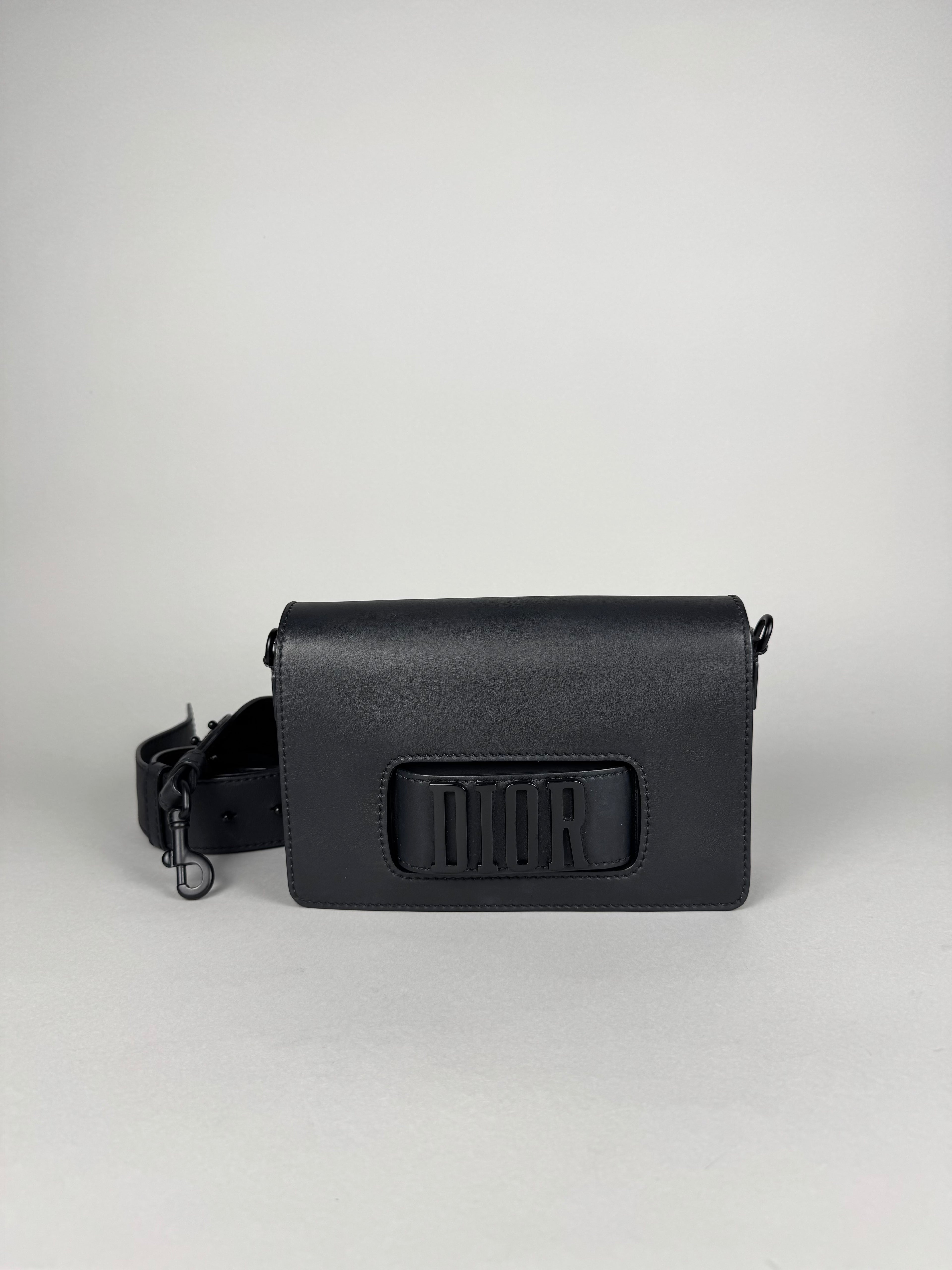 Christian Dio(r)evolution Black Ultramatte Calfskin Leather Flap Bag