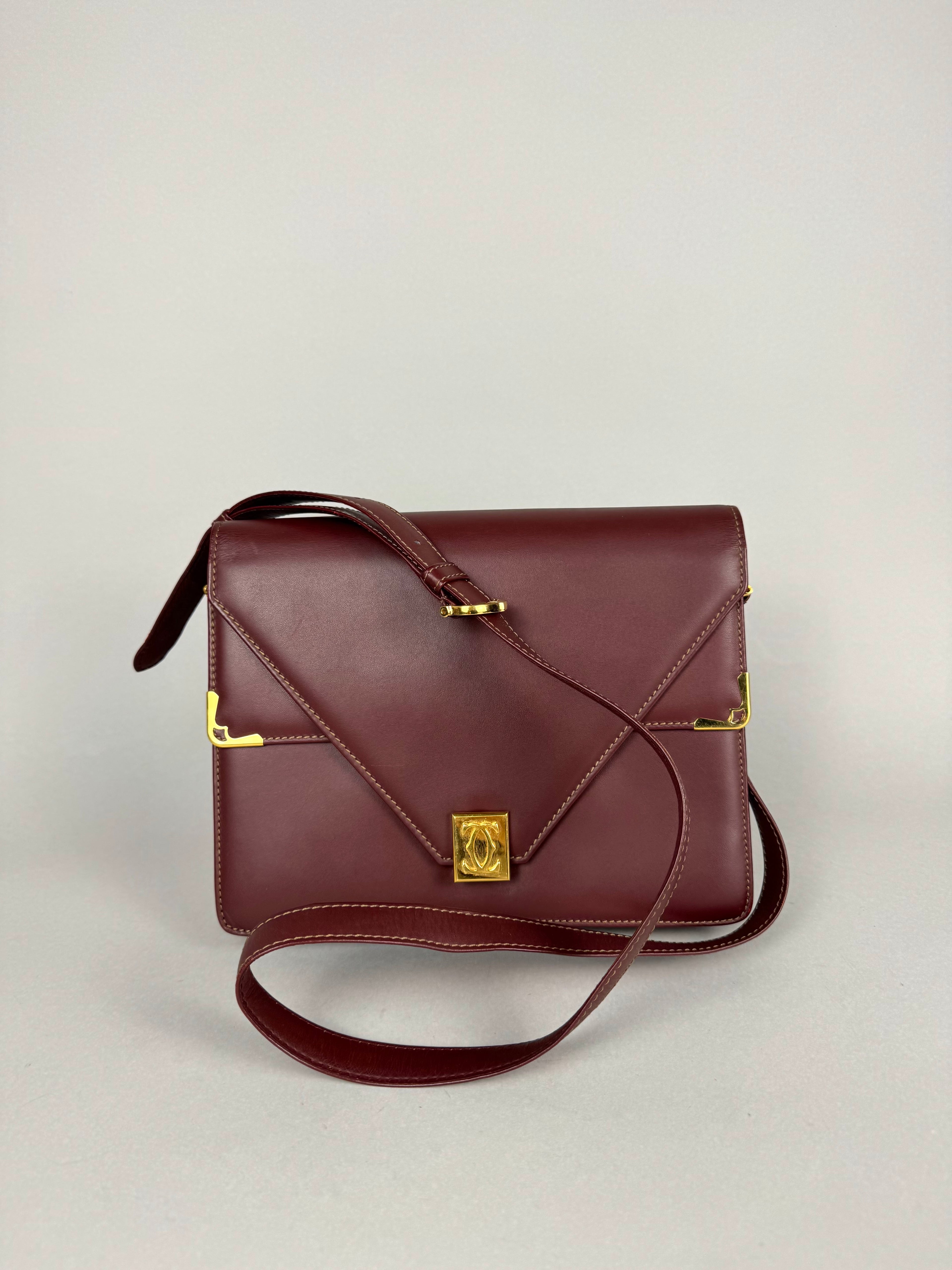 Cartier Classic Calfskin Leather Burgundy Envelope Double Flap