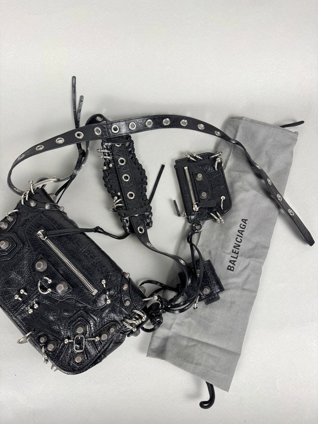 Balenciaga Agneau Arena XS Piercing Le Cagole Flap Bag Leather Black