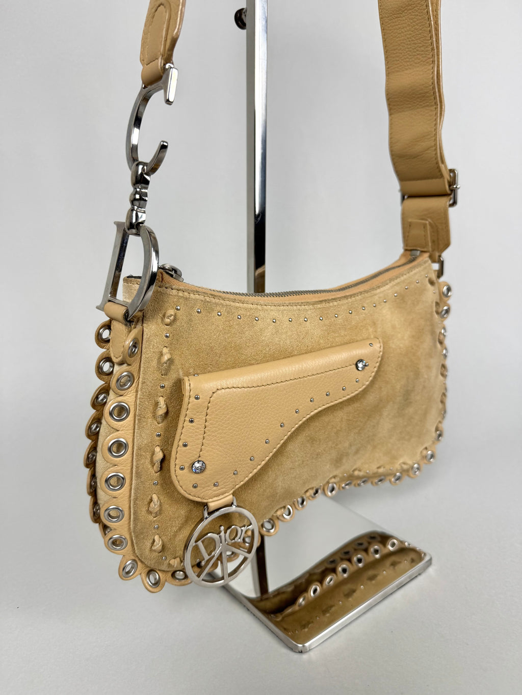 Christian Dior Peace and Love Suede Leather Crossbody Bag
