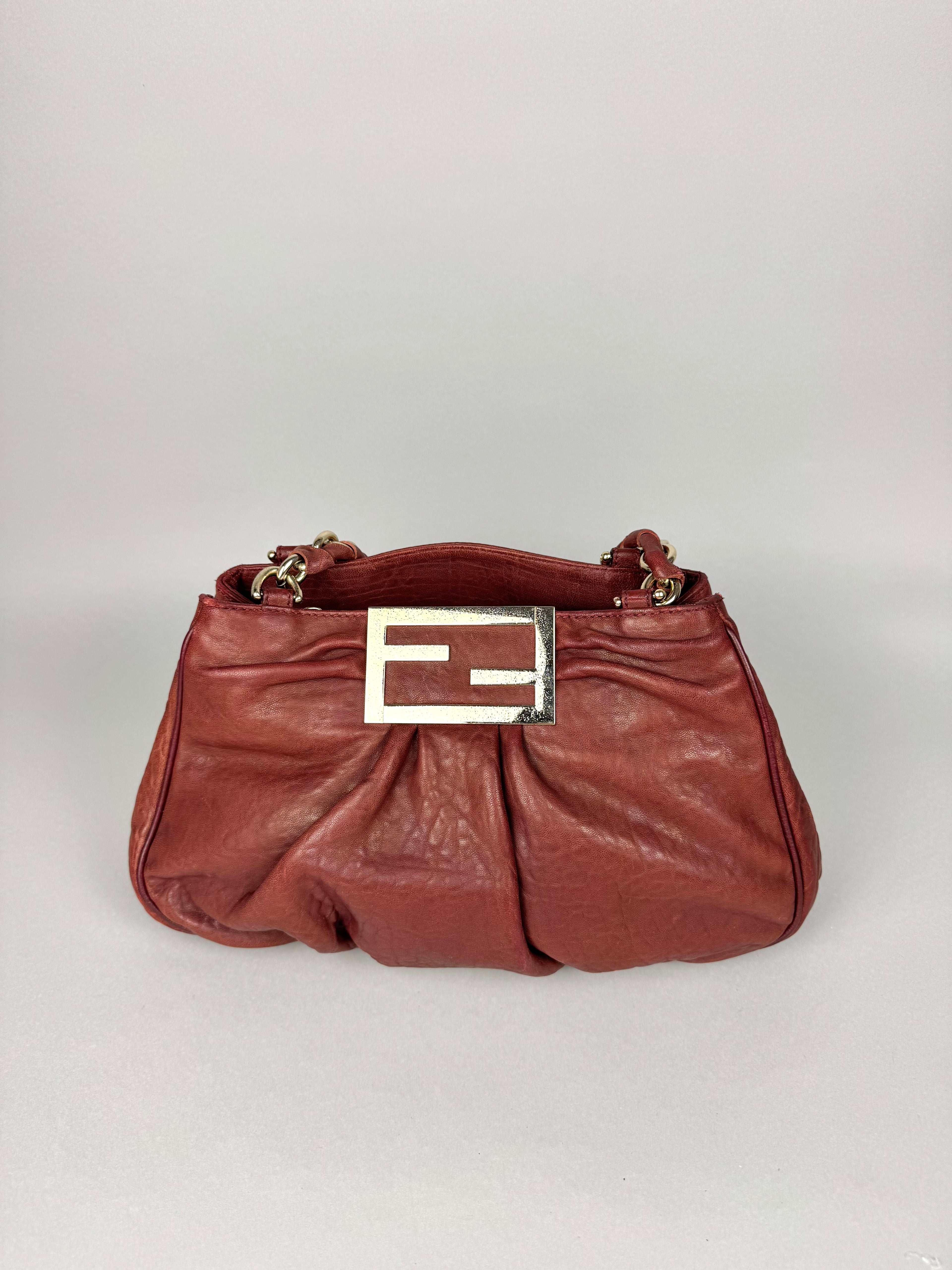 Fendi Mia Burgundy Leather